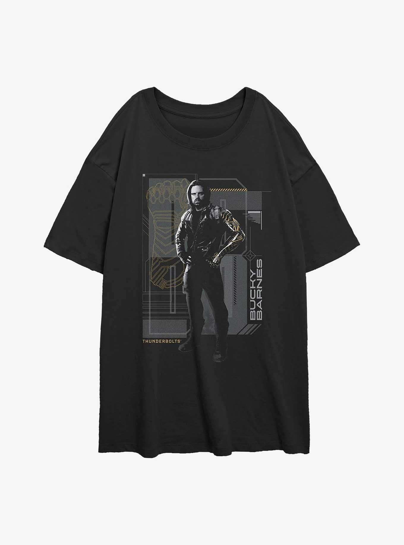 Marvel Thunderbolts* Bucky Barnes Winter Soldier Pose Girls Overiszed T-Shirt, BLACK, hi-res