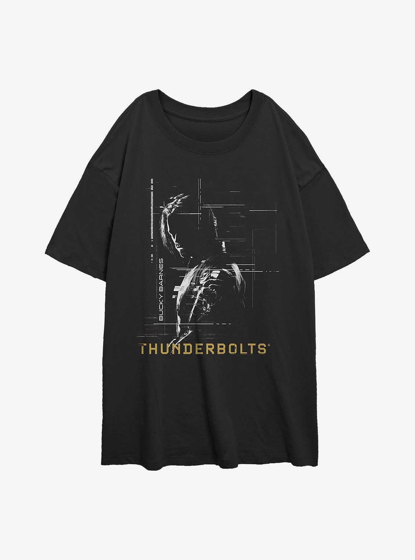 Marvel Thunderbolts* Bucky Barnes Winter Soldier Silhouette Girls Overiszed T-Shirt, BLACK, hi-res