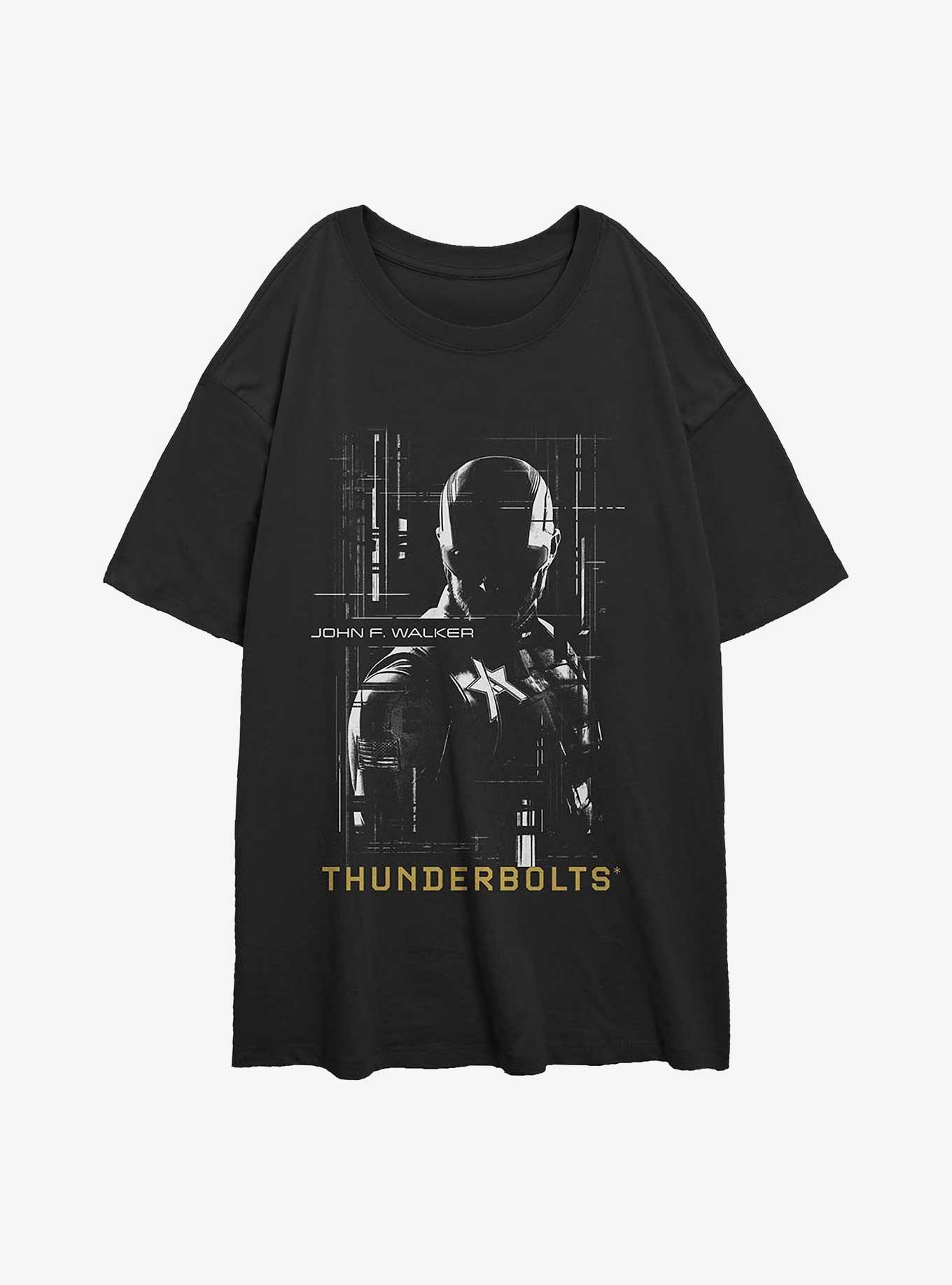 Marvel Thunderbolts* John Walker U.S. Agent Silhouette Girls Overiszed T-Shirt, BLACK, hi-res