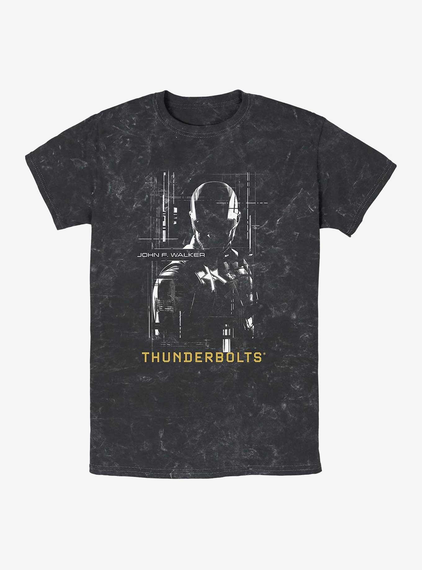 Marvel Thunderbolts* John Walker U.S. Agent Silhouette Mineral Wash T-Shirt, BLACK, hi-res