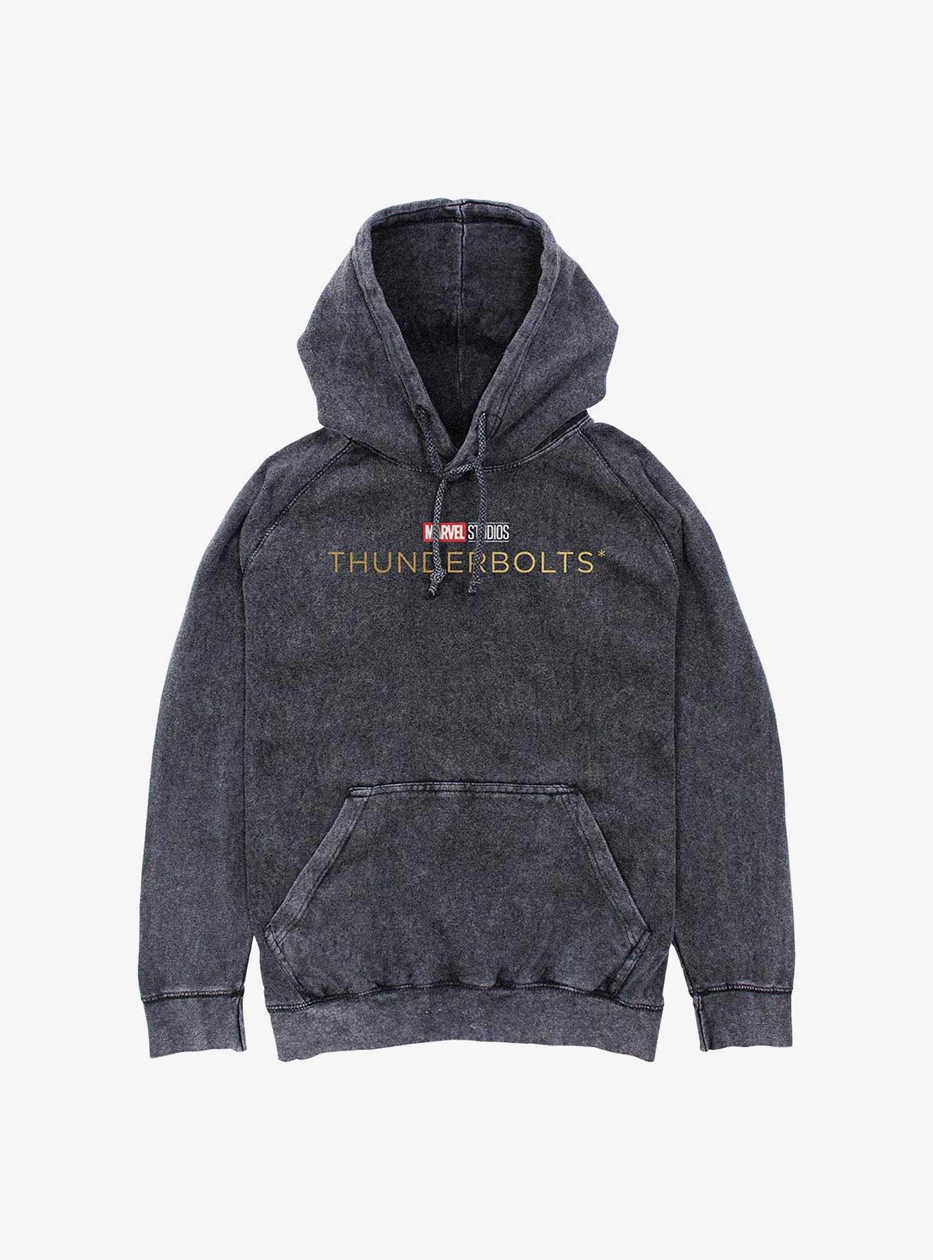 Marvel Thunderbolts* Logo Mineral Wash Hoodie, BLACK, hi-res