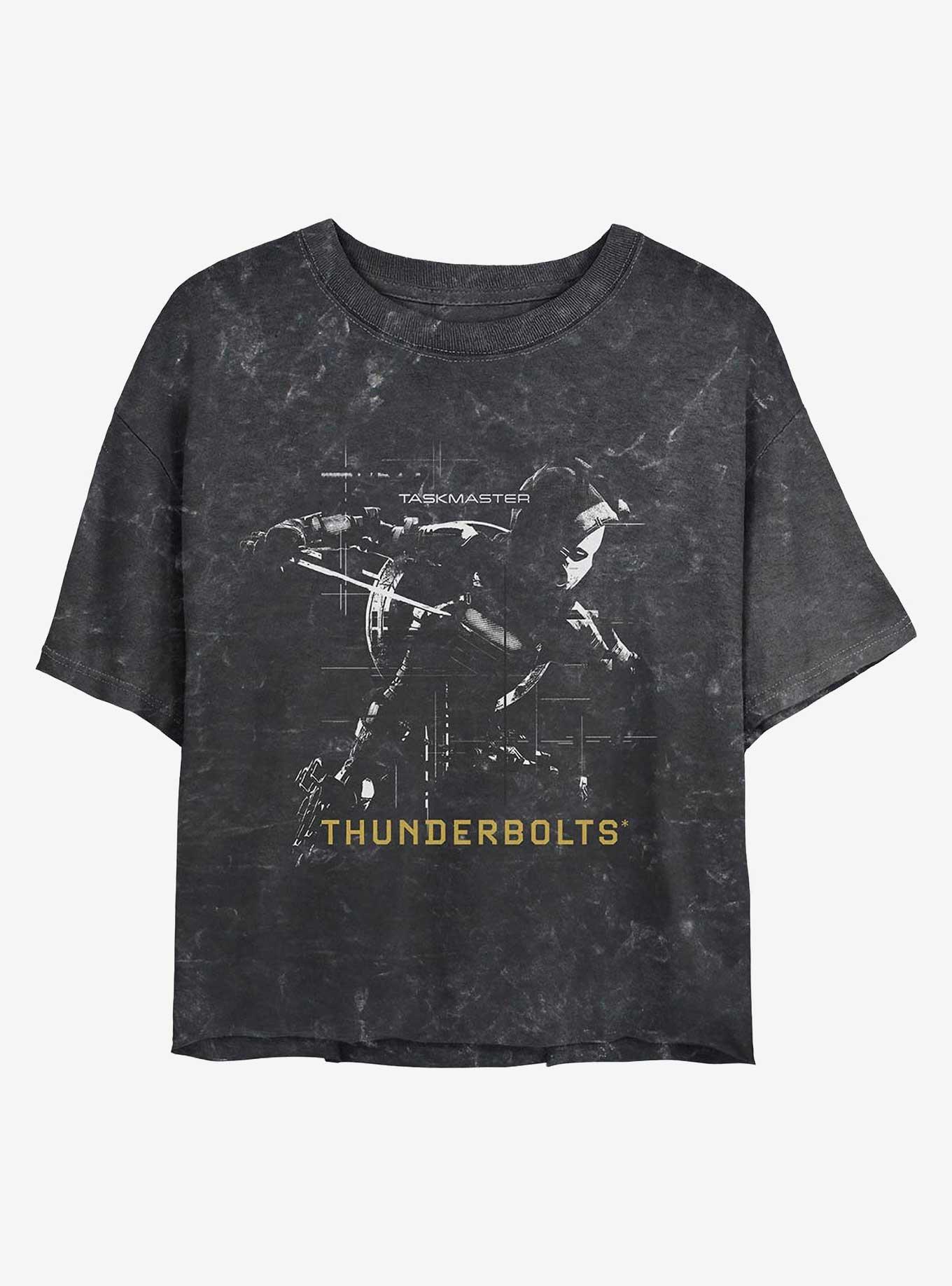 Marvel Thunderbolts* Taskmaster Silhouette Girls Mineral Wash Crop T-Shirt, BLACK, hi-res