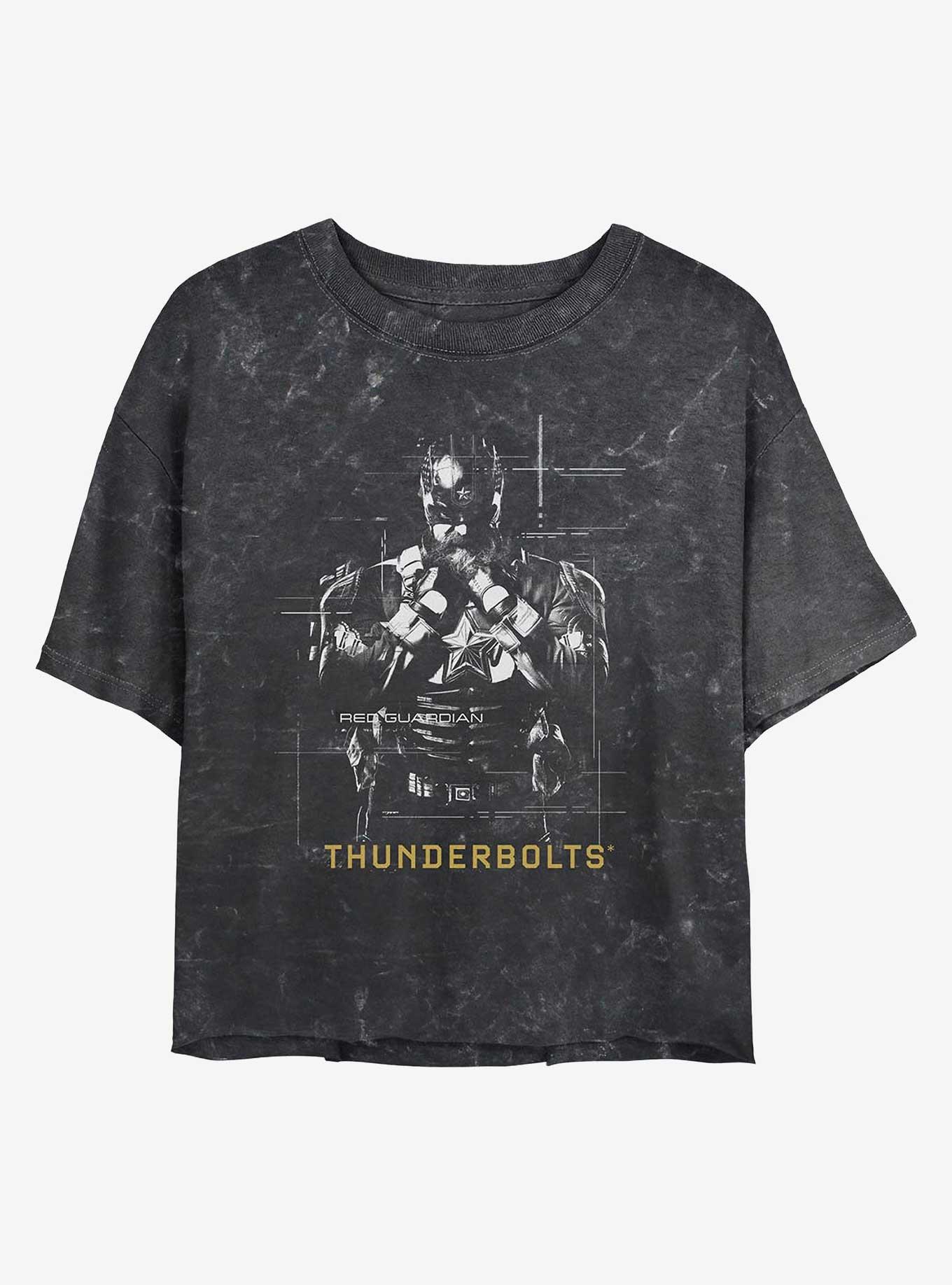 Marvel Thunderbolts* Red Guardian Silhouette Girls Mineral Wash Crop T-Shirt, BLACK, hi-res