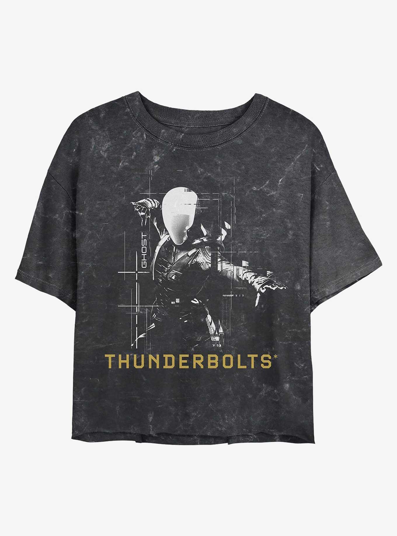 Marvel Thunderbolts* Ghost Silhouette Girls Mineral Wash Crop T-Shirt, BLACK, hi-res