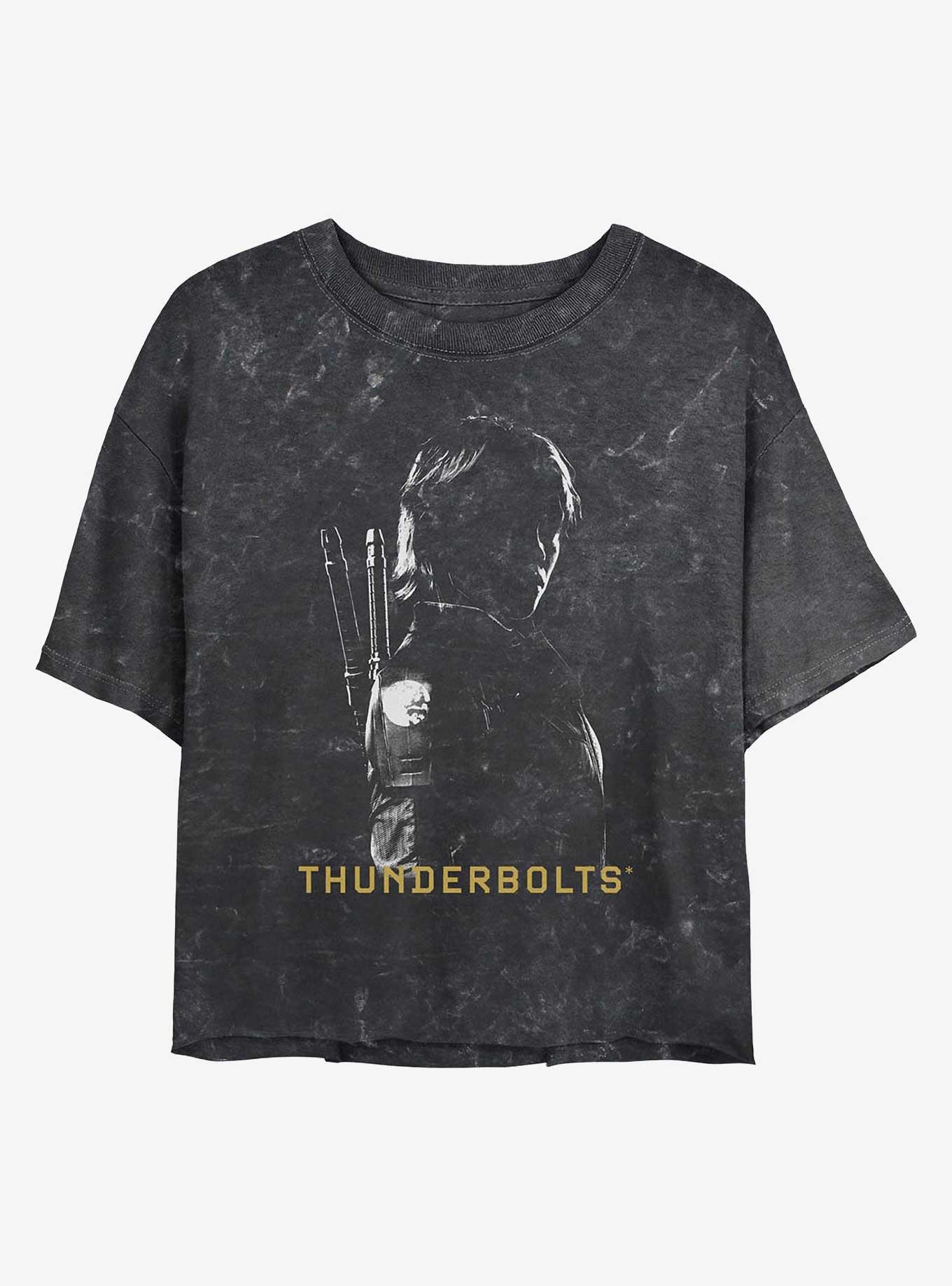 Marvel Thunderbolts* Yelena  In Shadows Girls Mineral Wash Crop T-Shirt, BLACK, hi-res