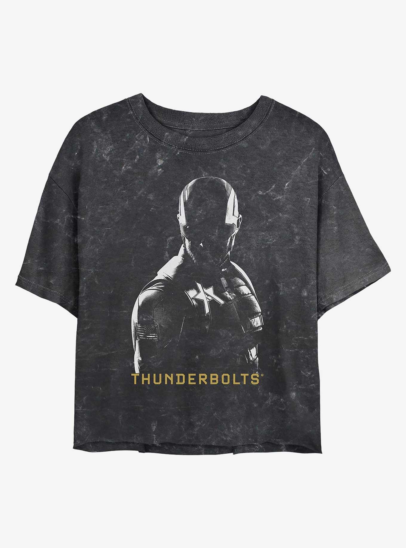 Marvel Thunderbolts* John Walker U.S. Agent In Shadows Girls Mineral Wash Crop T-Shirt, BLACK, hi-res