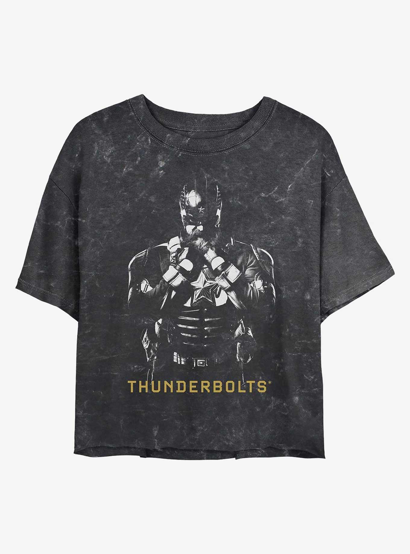 Marvel Thunderbolts* Red Guardian In Shadows Girls Mineral Wash Crop T-Shirt, BLACK, hi-res
