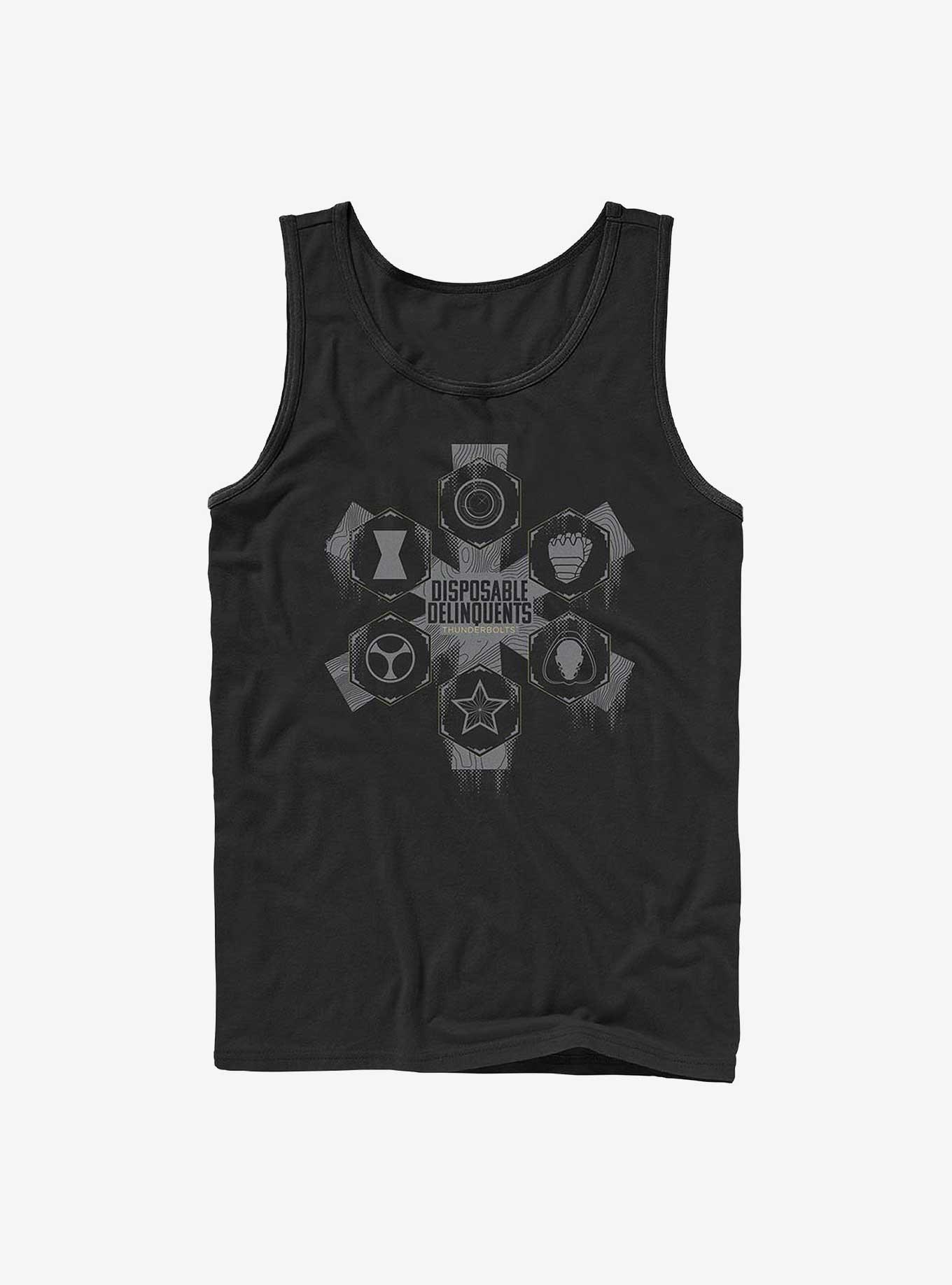 Marvel Thunderbolts* Disposable Delinquents Logos Tank, BLACK, hi-res