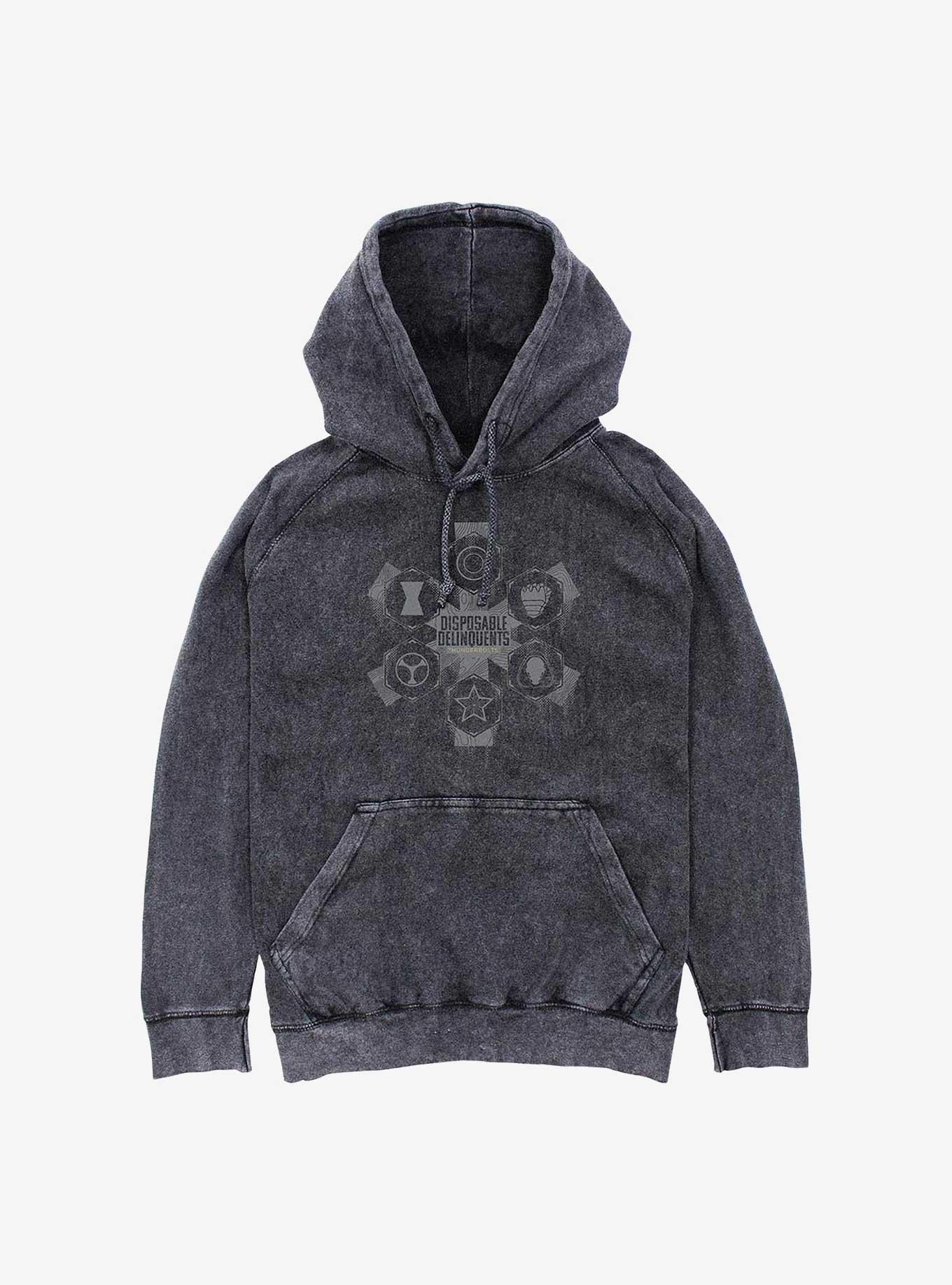 Marvel Thunderbolts* Disposable Delinquents Logos Mineral Wash Hoodie