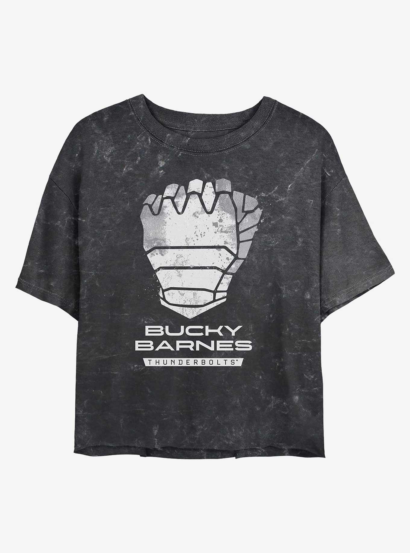 Marvel Thunderbolts* Bucky Barnes Winter Soldier Logo Girls Mineral Wash Crop T-Shirt, BLACK, hi-res