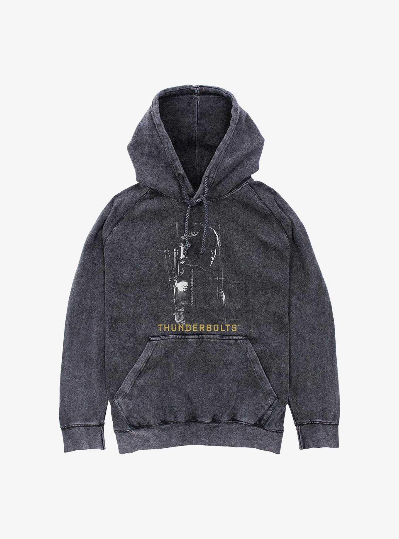 Marvel Thunderbolts* Yelena Silhouette Mineral Wash Hoodie, BLACK, hi-res