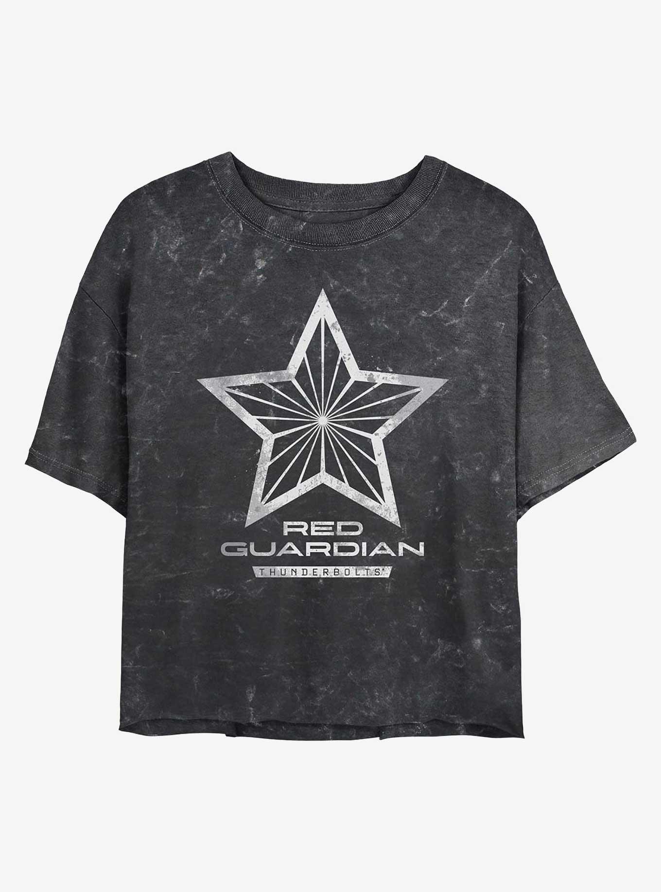 Marvel Thunderbolts* Red Guardian Logo Girls Mineral Wash Crop T-Shirt, BLACK, hi-res