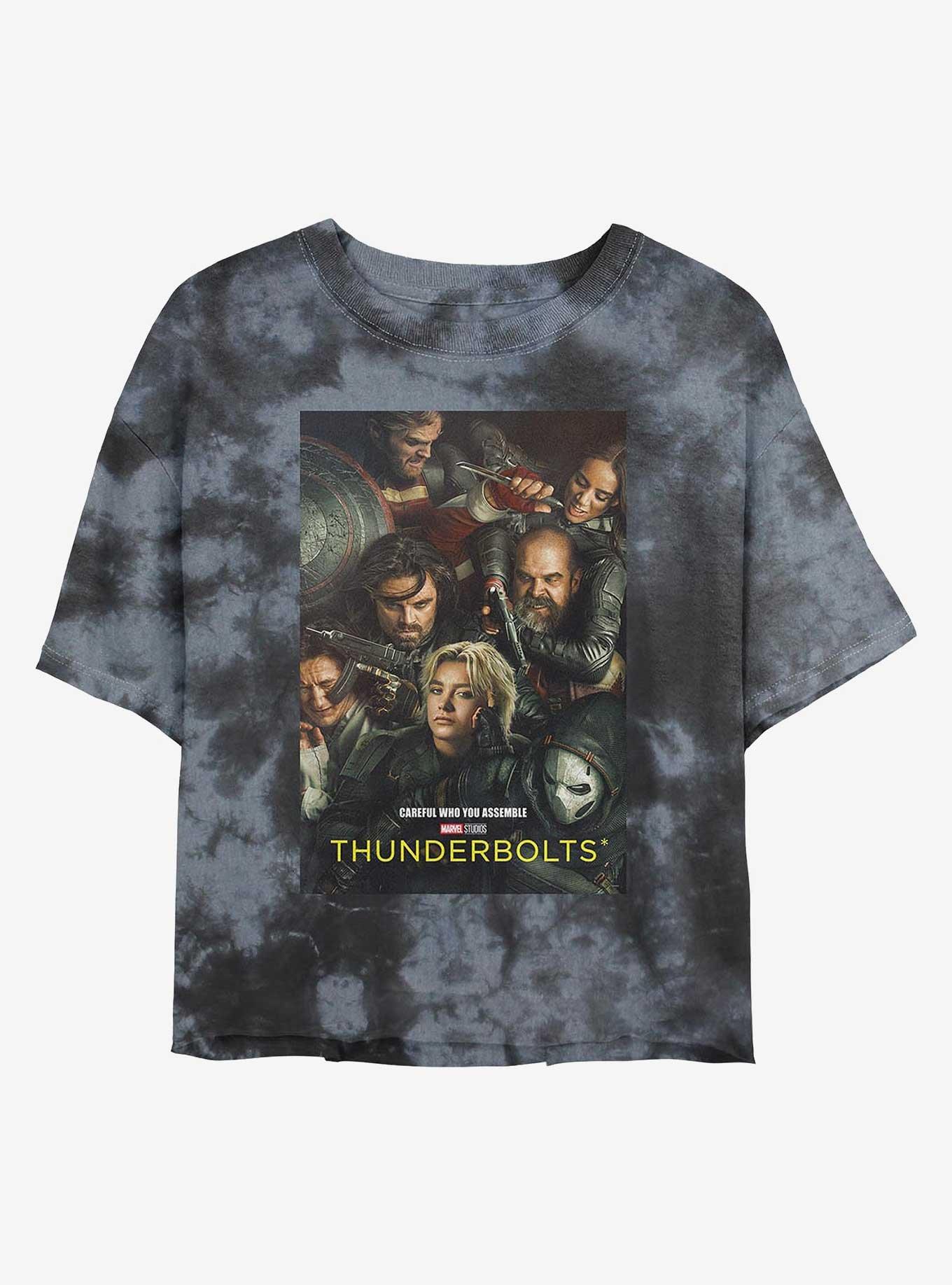 Marvel Thunderbolts* Team Poster Girls Tie-Dye Crop T-Shirt, BLKCHAR, hi-res