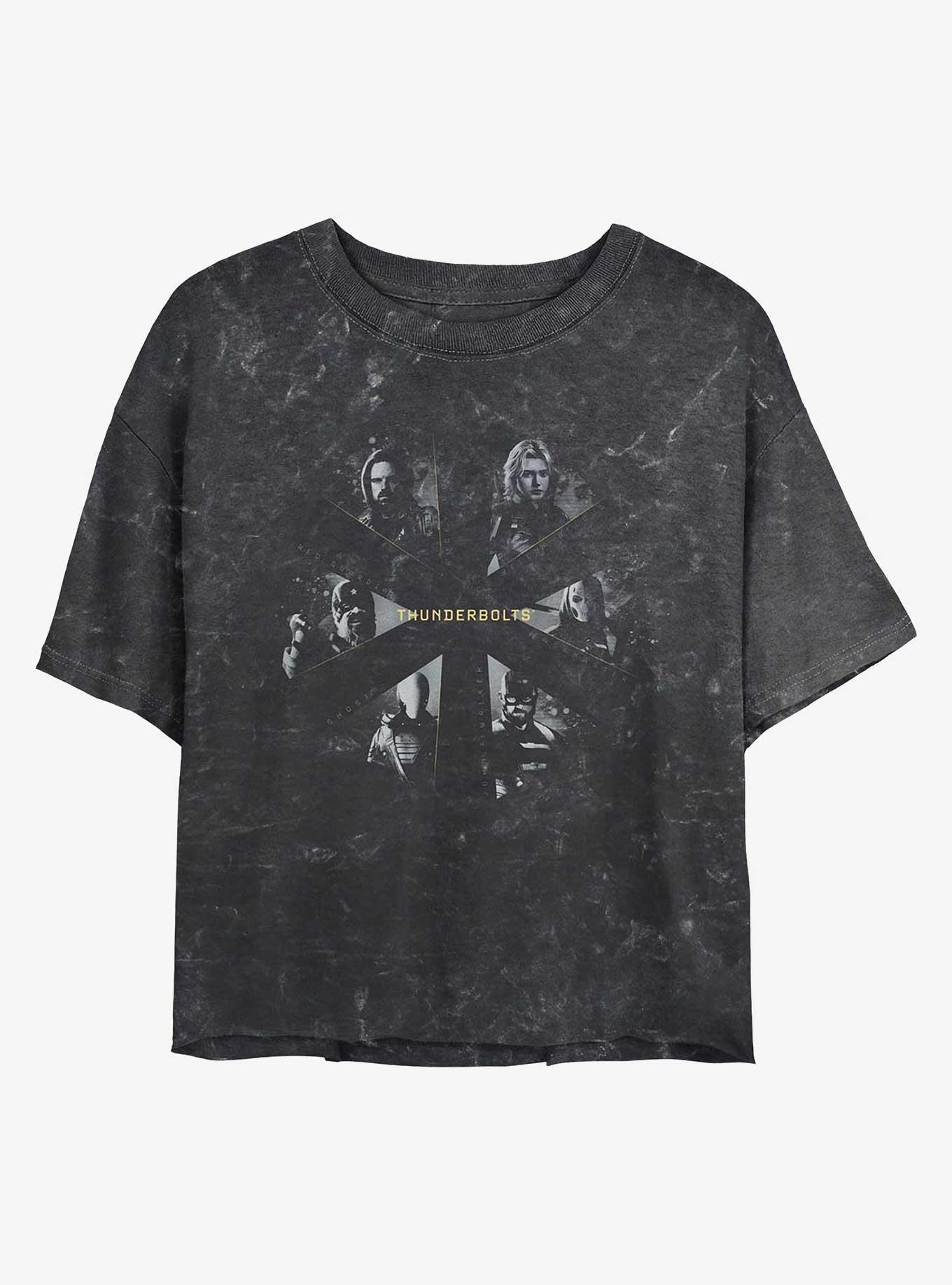 Marvel Thunderbolts* Team Girls Mineral Wash Crop T-Shirt, BLACK, hi-res