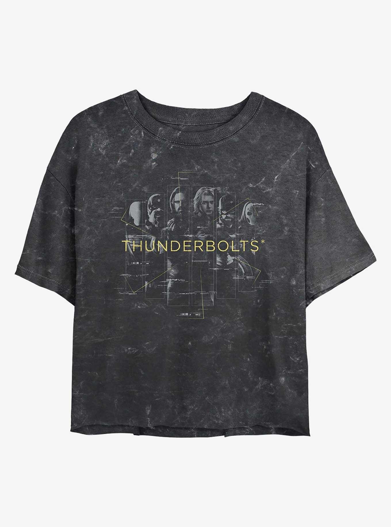 Marvel Thunderbolts* Team Members Girls Mineral Wash Crop T-Shirt, BLACK, hi-res