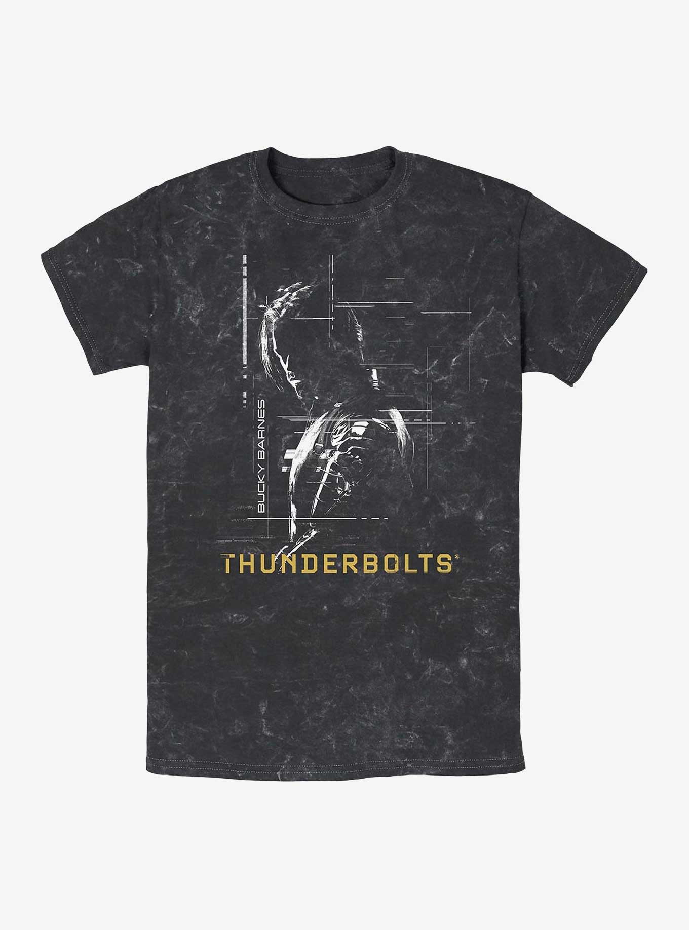 Marvel Thunderbolts* Bucky Barnes Winter Soldier Silhouette Mineral Wash T-Shirt, BLACK, hi-res