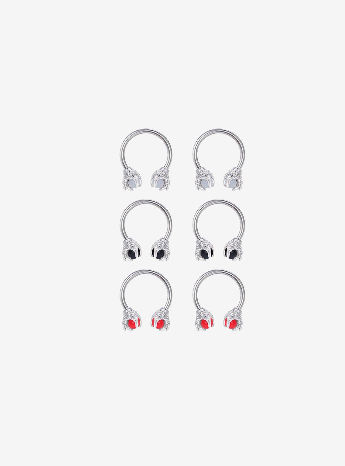 14G Steel Claw Stone Circular Barbell 6 Pack, , hi-res