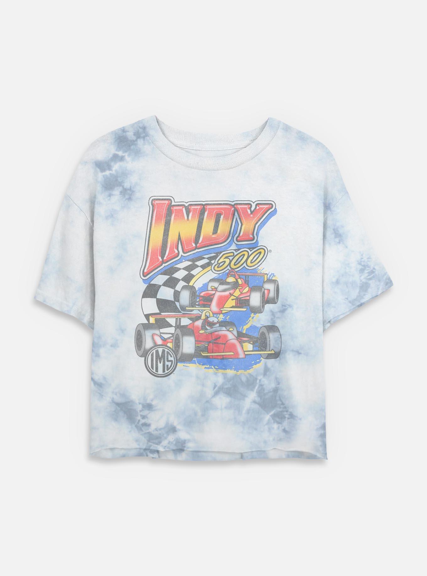 Indianapolis 500 Vinatge Racing Tie Dye Crop Womens T-Shirt