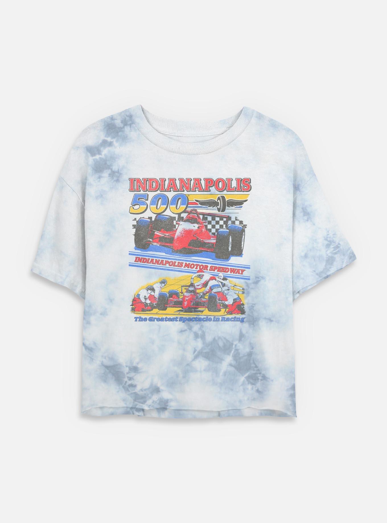 Indianapolis 500 Pit Stop Tie Dye Crop Womens T-Shirt