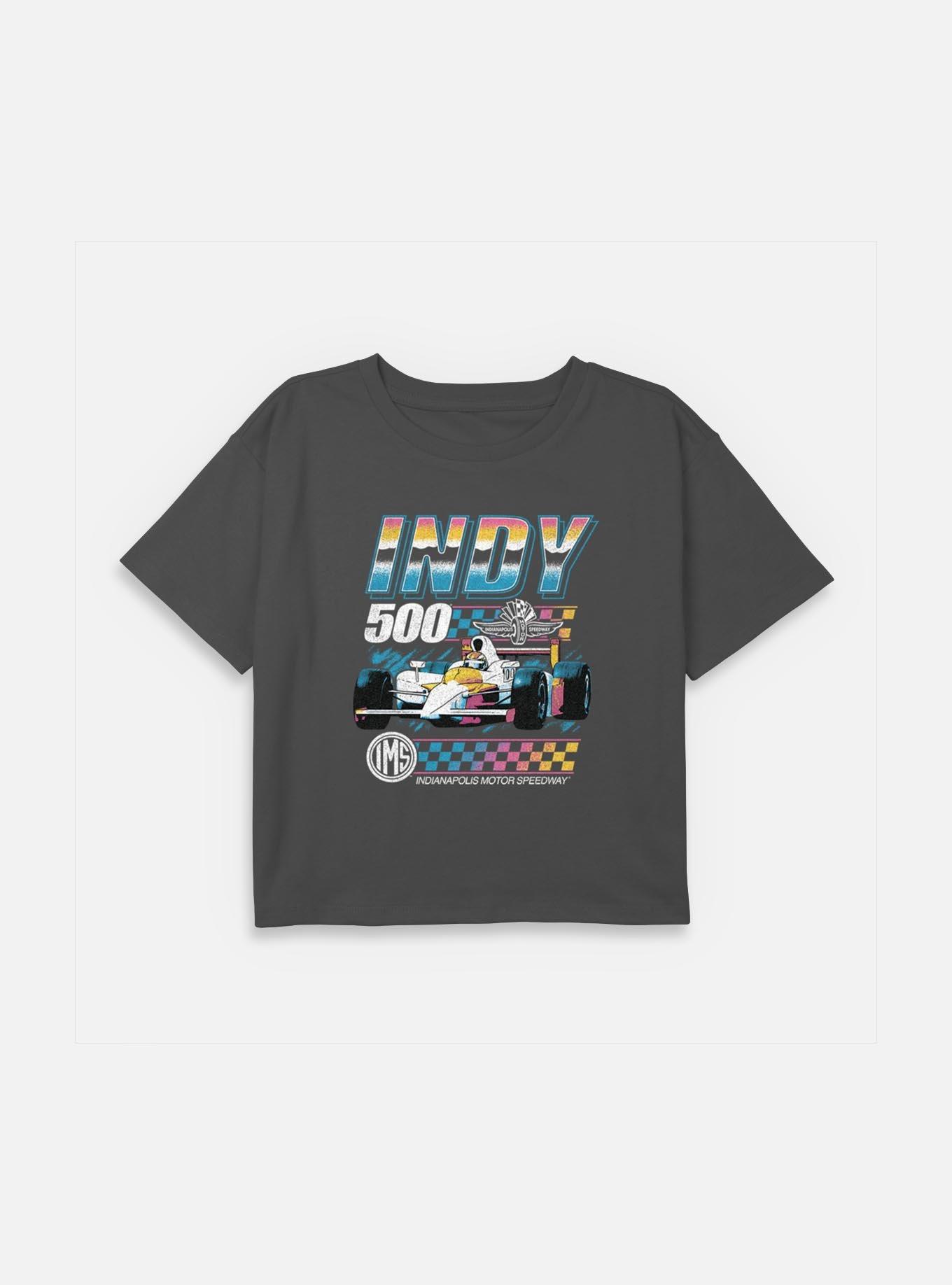 Indianapolis 500 Vintage Neon Youth Girls Boxy Crop T-Shirt, , hi-res