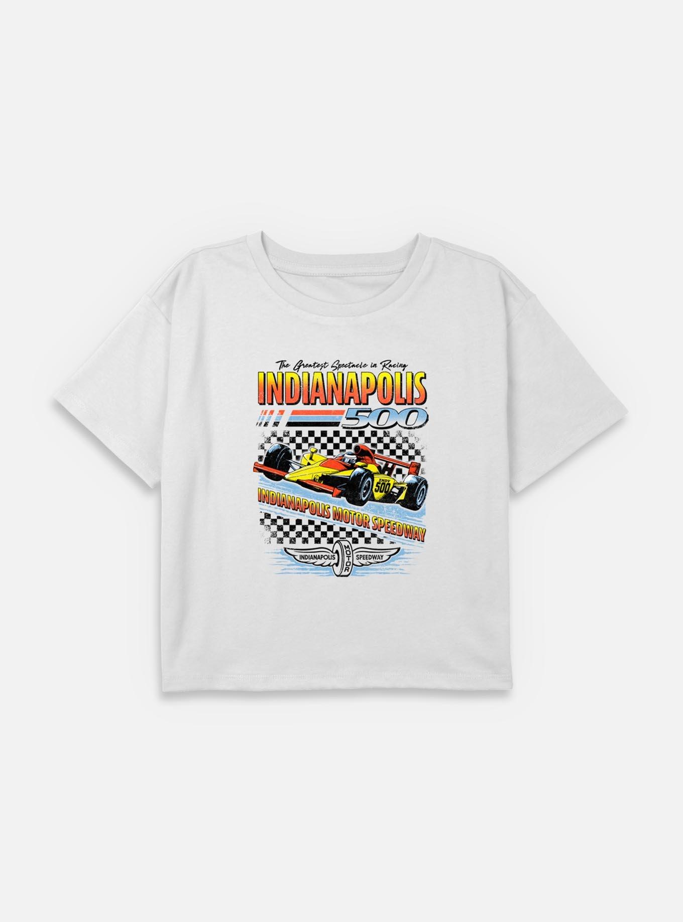 Indianapolis 500 Race Checker Youth Girls Boxy Crop T-Shirt, , hi-res