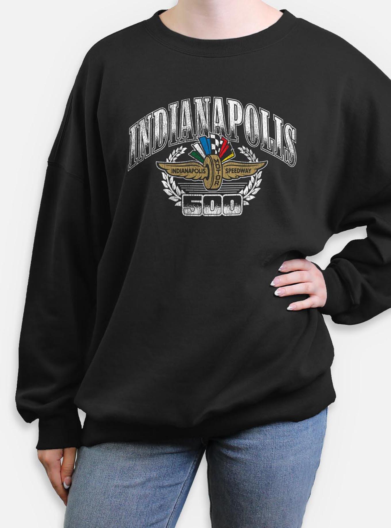 Indianapolis 500 Regal Crest Womens Oversized Sweatshirt, BLACK, hi-res