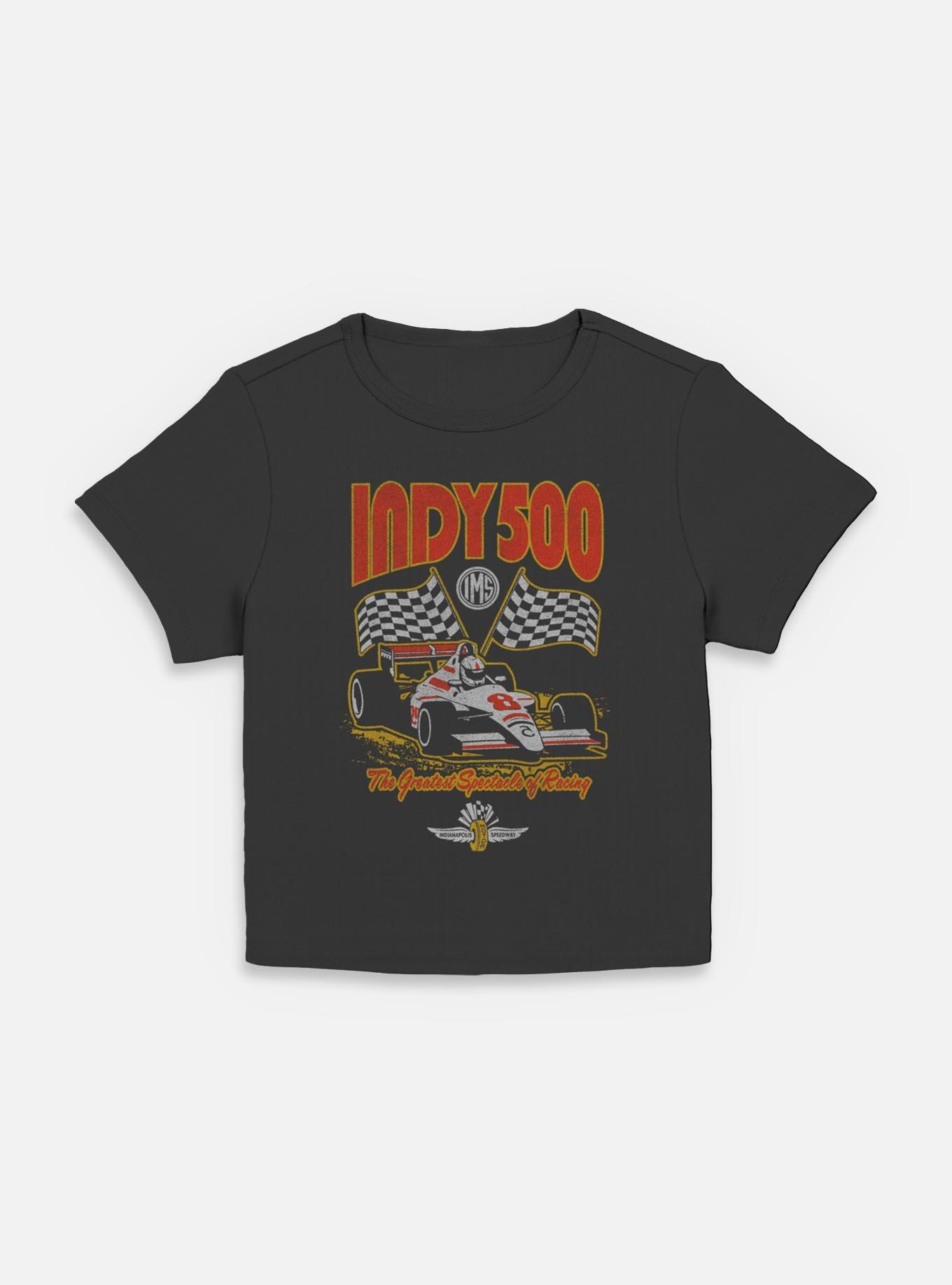 Indianapolis 500 Checkered Flags Racing Women Baby T-Shirt, BLACK, hi-res