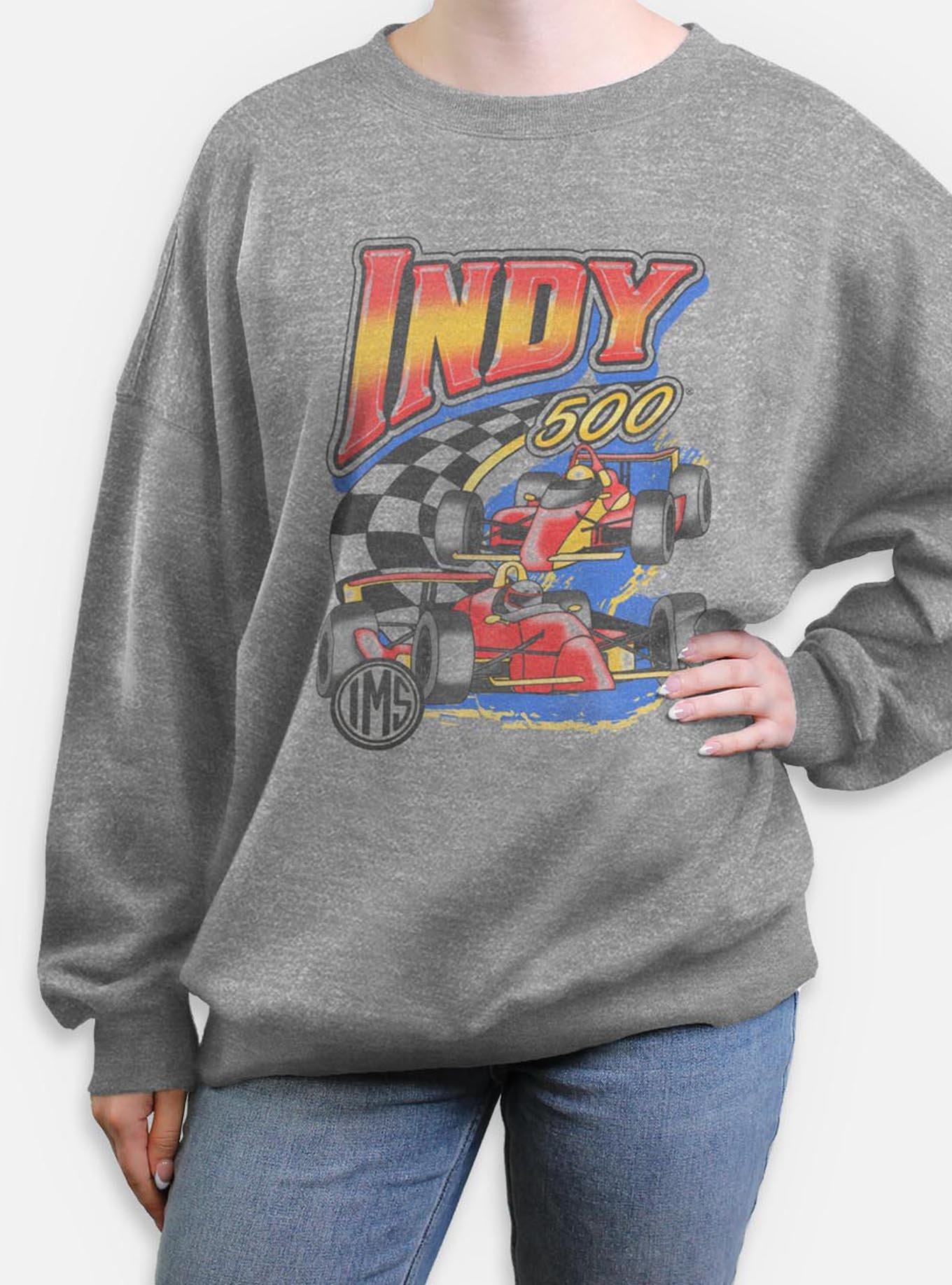 Indianapolis 500 Vinatge Racing Womens Oversized Sweatshirt, HEATHER GR, hi-res