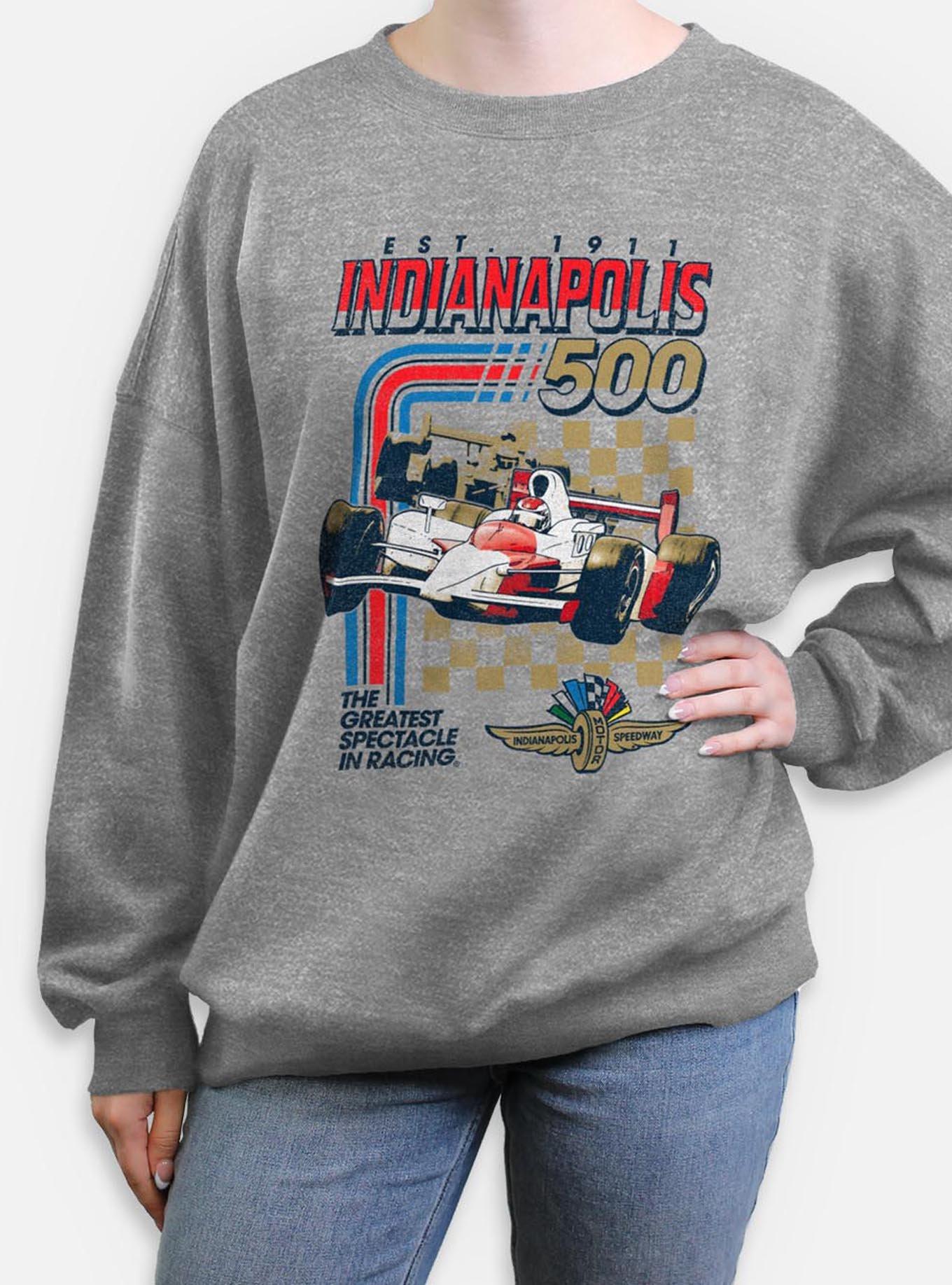 Indianapolis 500 Racing Stripes Womens Oversized Sweatshirt, HEATHER GR, hi-res