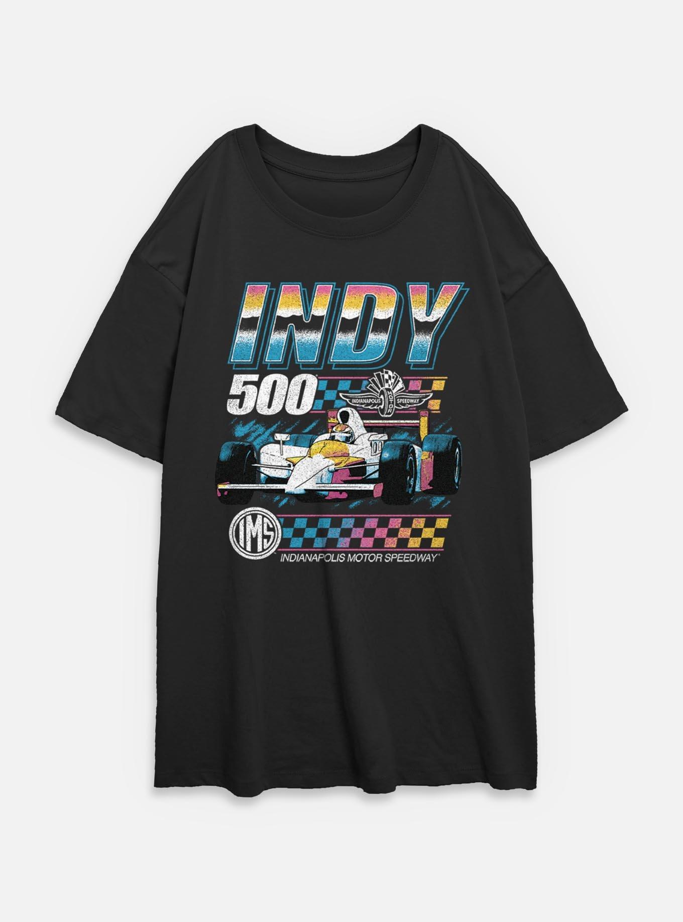 Indianapolis 500 Vintage Neon Womens Oversized T-Shirt, BLACK, hi-res