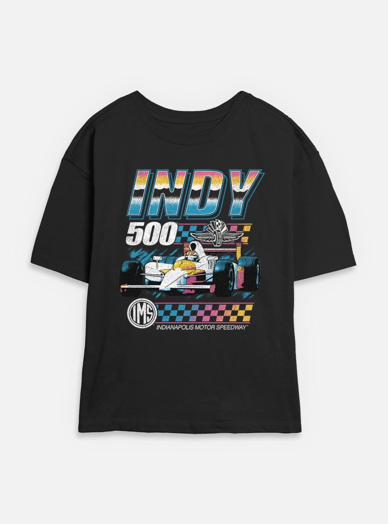 Indianapolis 500 Vintage Neon Womens Skimmer T-Shirt, BLACK, hi-res