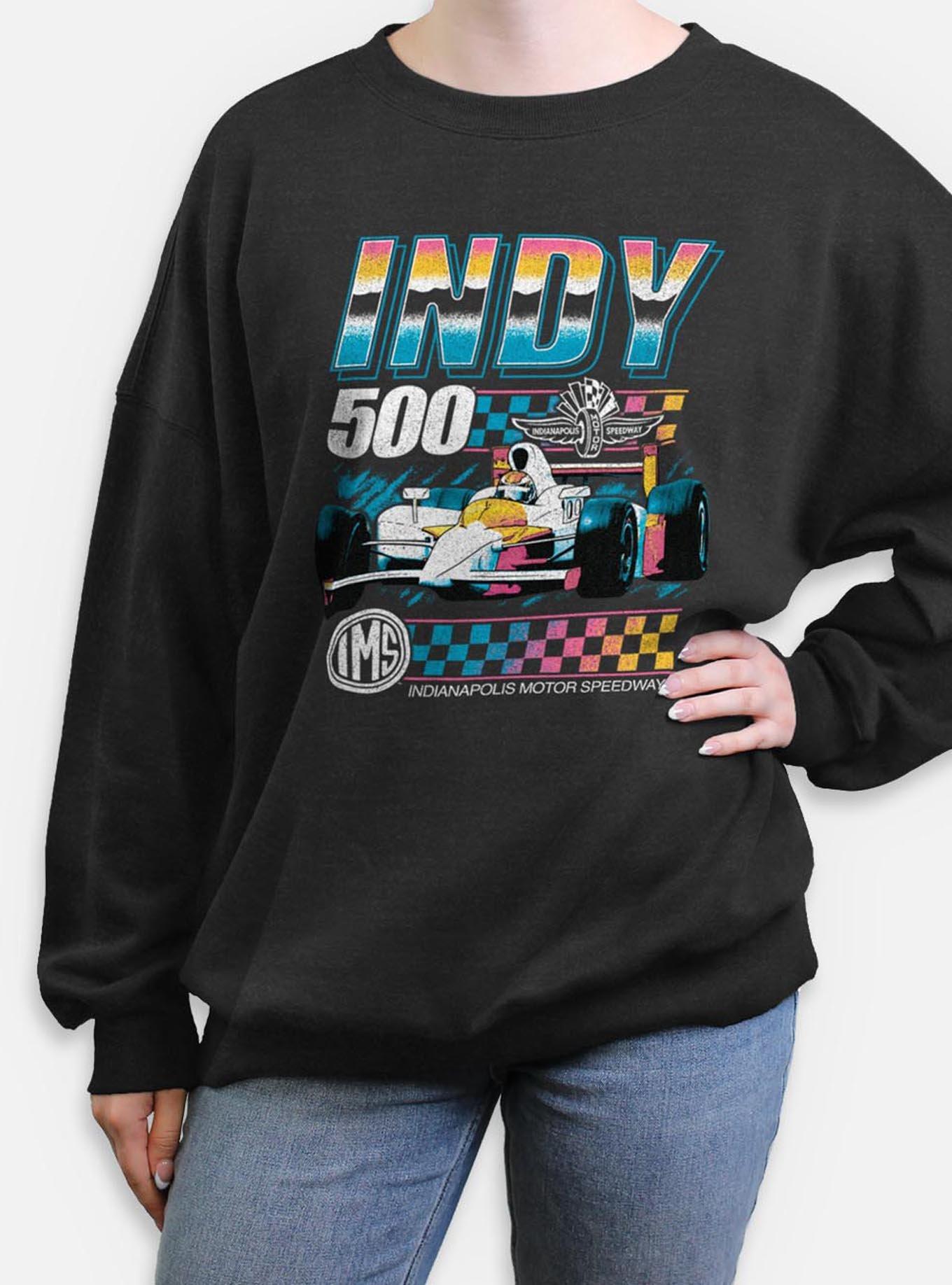 Indianapolis 500 Vintage Neon Womens Oversized Sweatshirt, BLACK, hi-res
