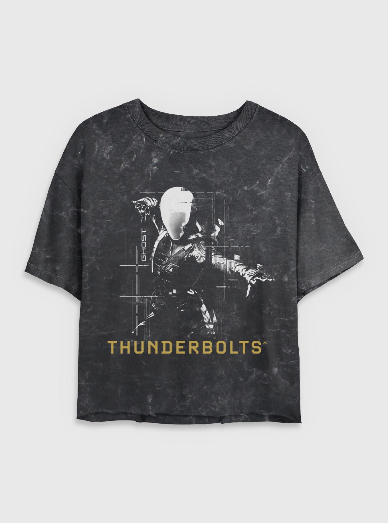 Marvel Thunderbolts* Ghost Silhouette Mineral Wash Womens Crop T-Shirt, , hi-res