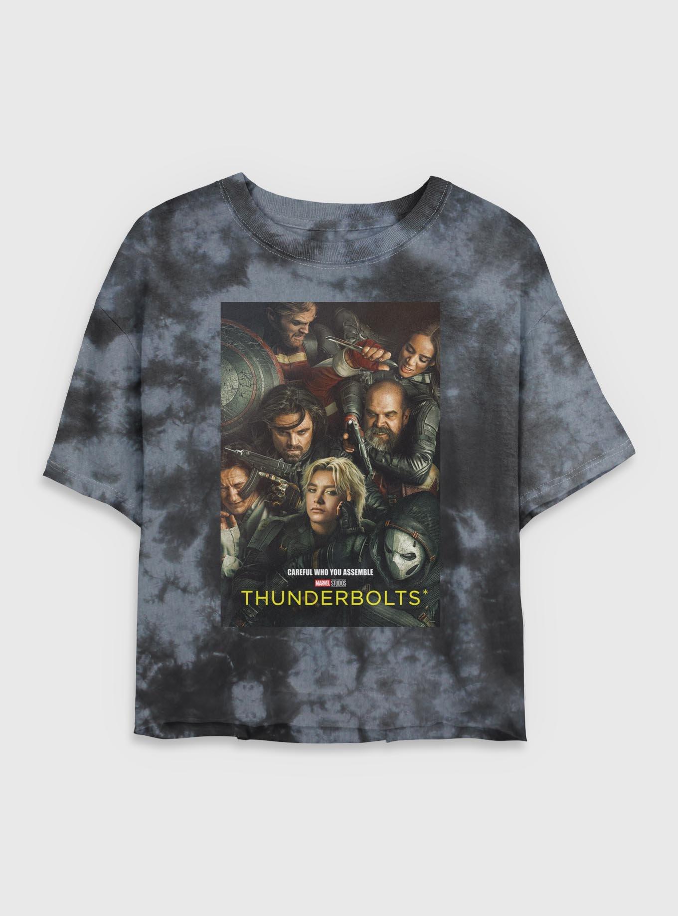 Marvel Thunderbolts* Team Poster Tie Dye Crop Womens T-Shirt, BLKCHAR, hi-res