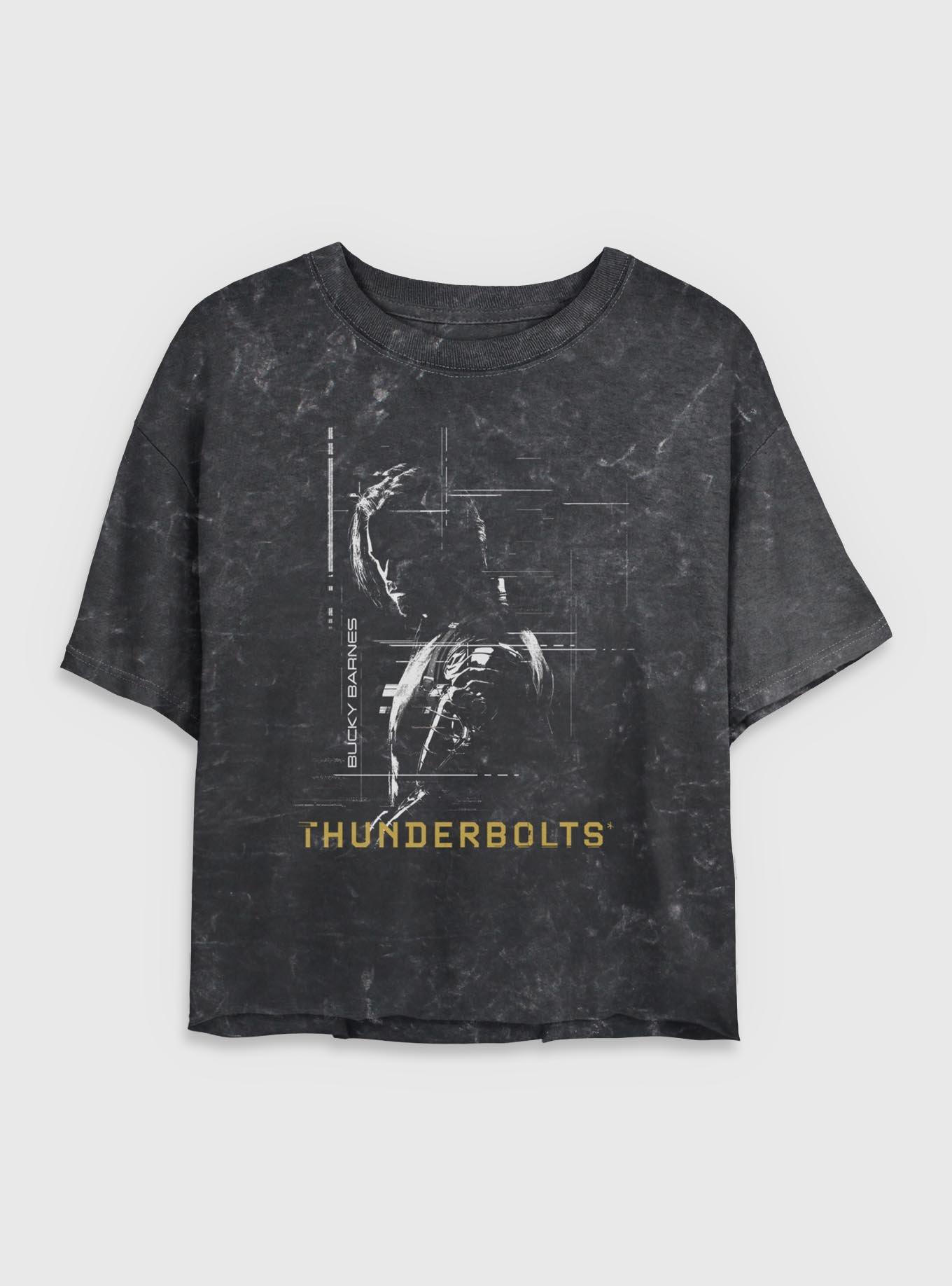 Marvel Thunderbolts* Bucky Barnes Winter Soldier Silhouette Mineral Wash Womens Crop T-Shirt, , hi-res