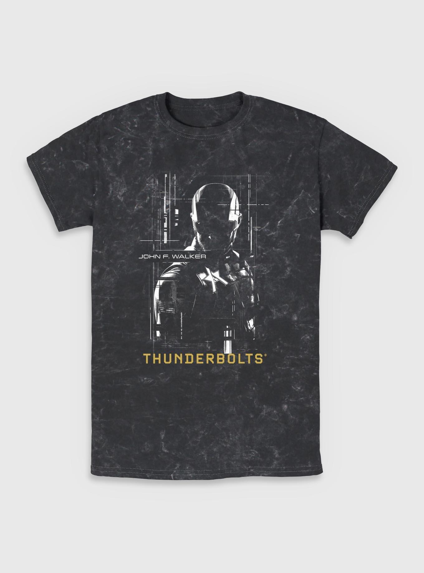 Marvel Thunderbolts* John Walker U.S. Agent Silhouette Mineral Wash T-Shirt, BLACK, hi-res