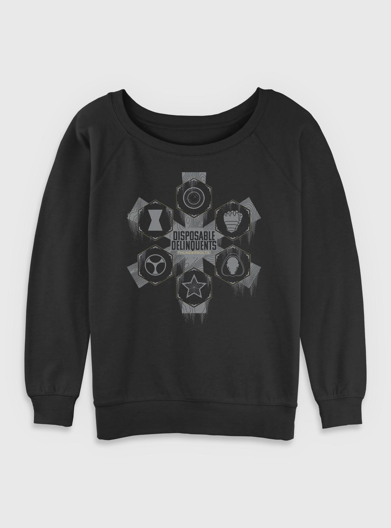 Marvel Thunderbolts* Disposable Delinquents Logos Womens Slouchy Sweatshirt, , hi-res