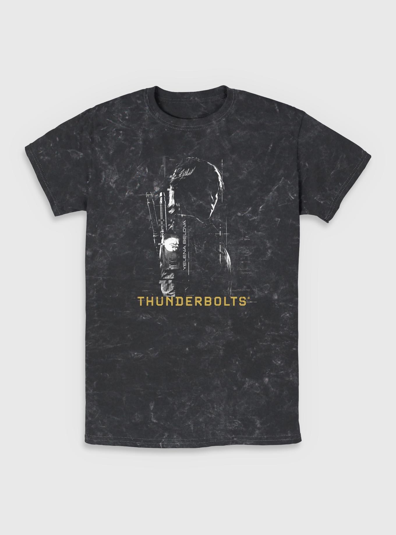 Marvel Thunderbolts* Yelena Silhouette Mineral Wash T-Shirt, BLACK, hi-res