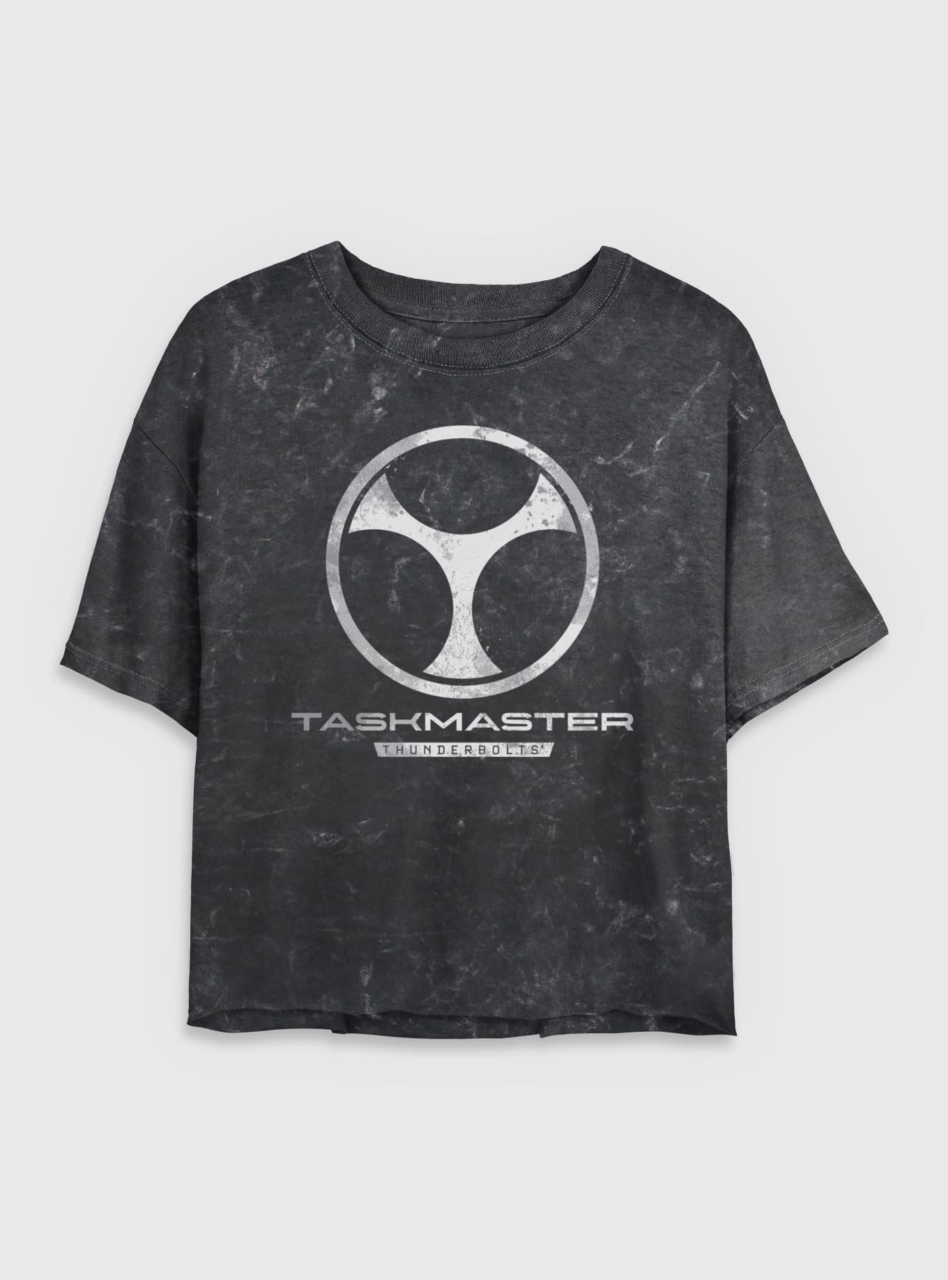 Marvel Thunderbolts* Taskmaster Logo Mineral Wash Womens Crop T-Shirt, BLACK, hi-res