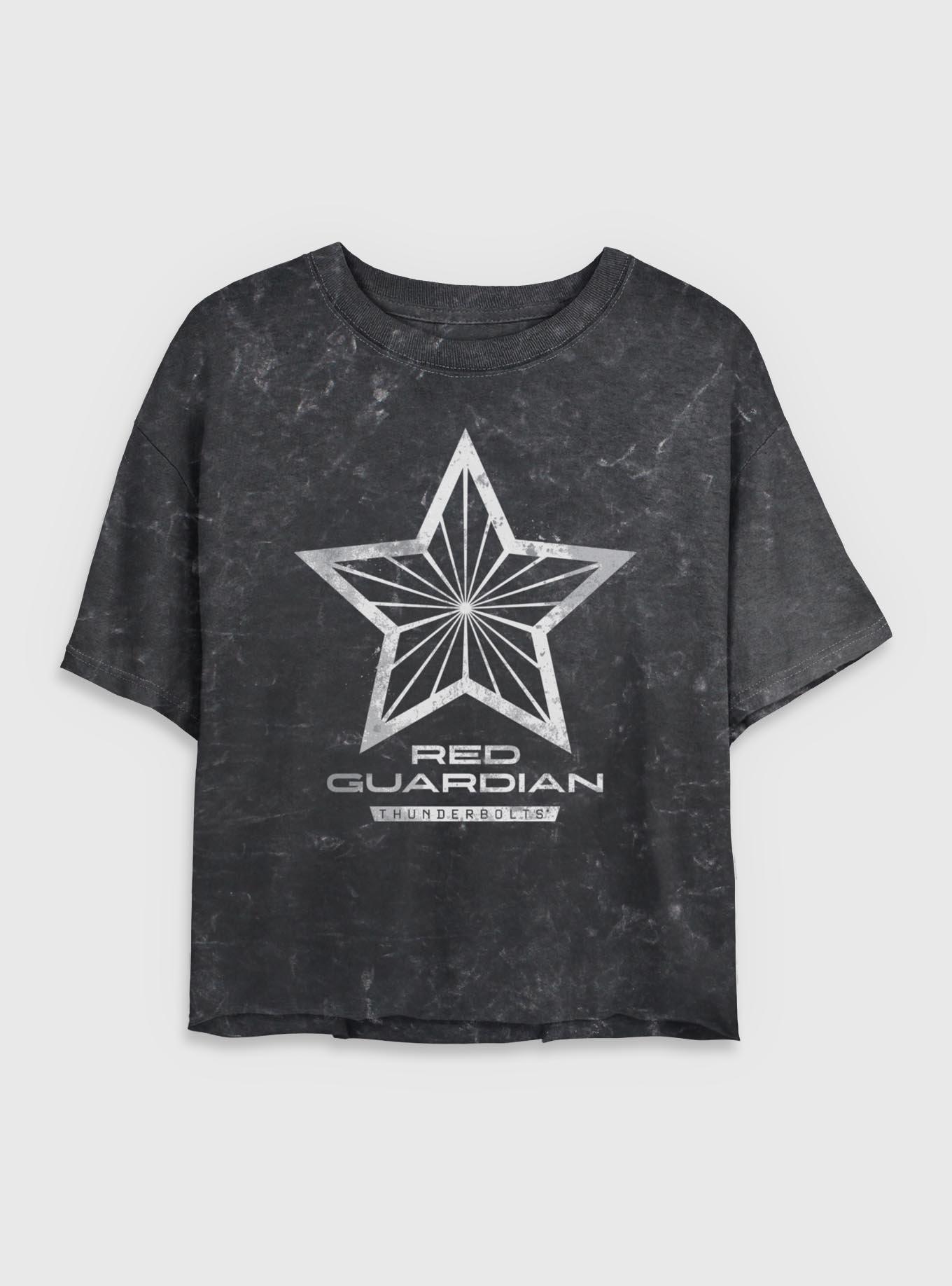 Marvel Thunderbolts* Red Guardian Logo Mineral Wash Womens Crop T-Shirt, BLACK, hi-res