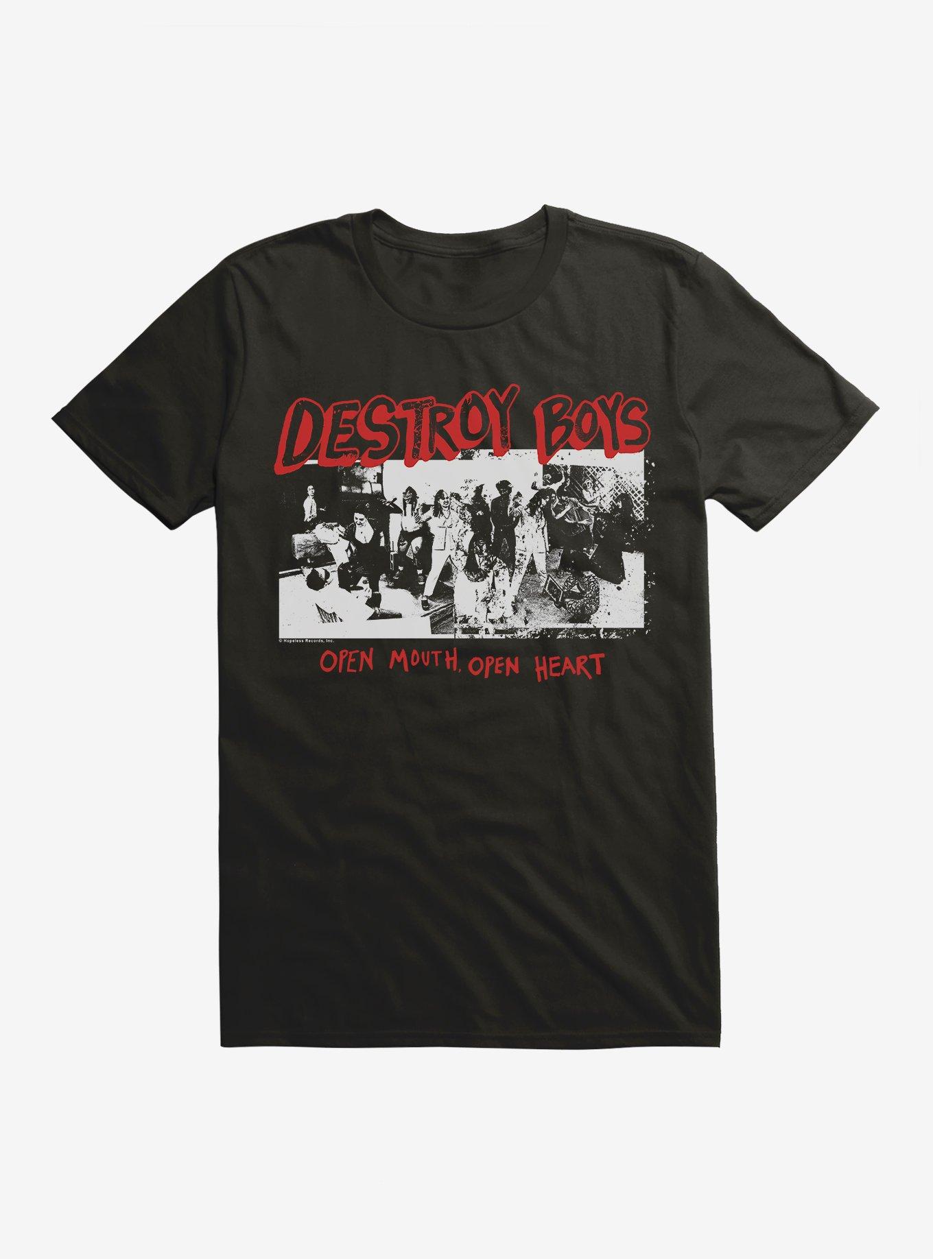 Destroy Boys Open Mouth Open Heart T-Shirt, BLACK, hi-res