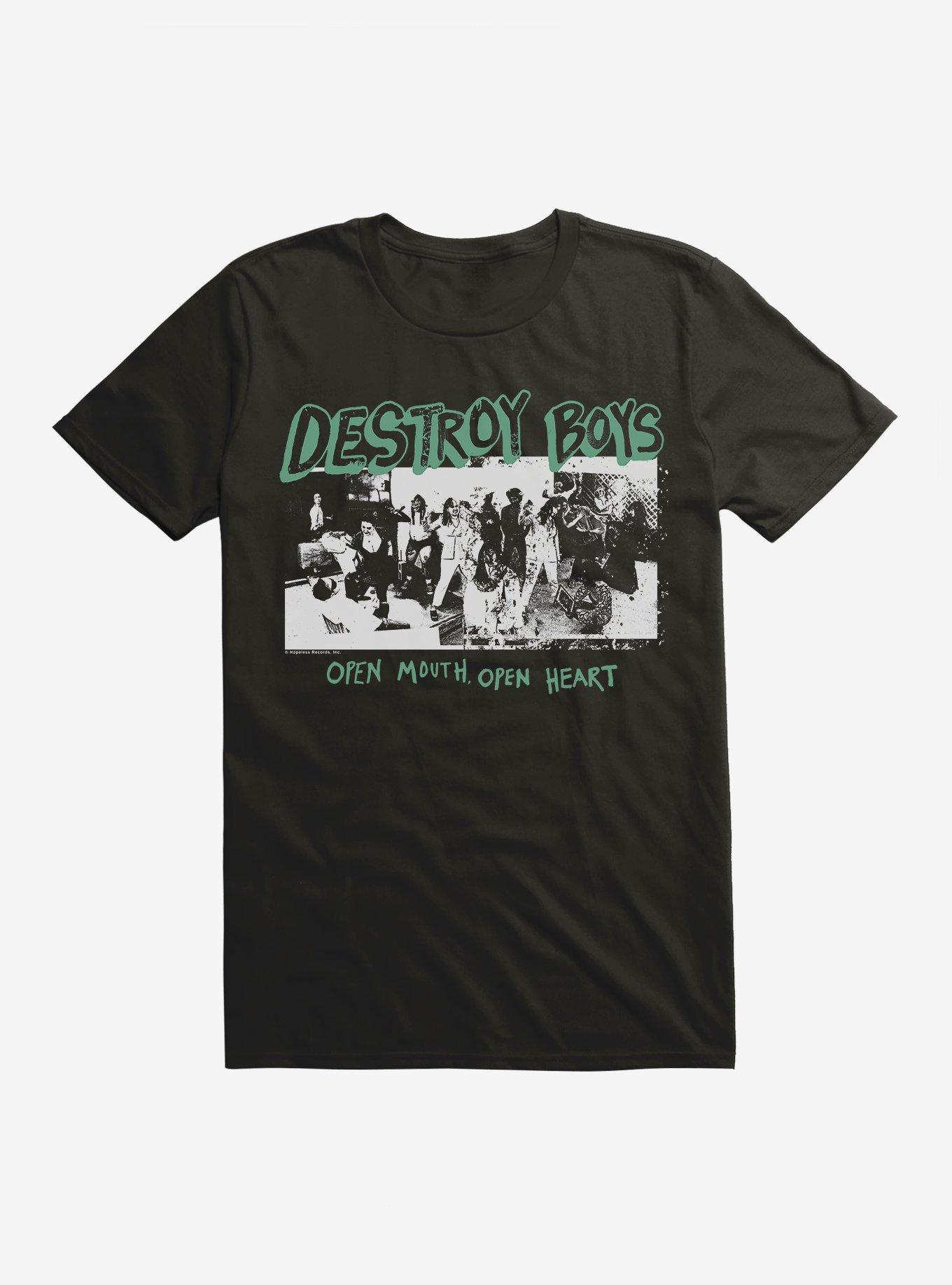 Destroy Boys Open Mouth Open Heart T-Shirt, BLACK, hi-res