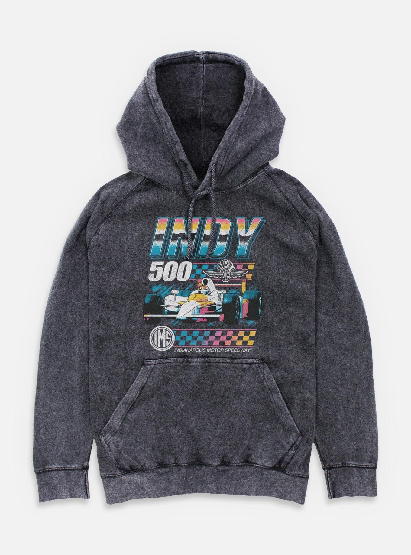 Indianapolis 500 Vintage Neon Mineral Wash Hoodie, BLACK, hi-res