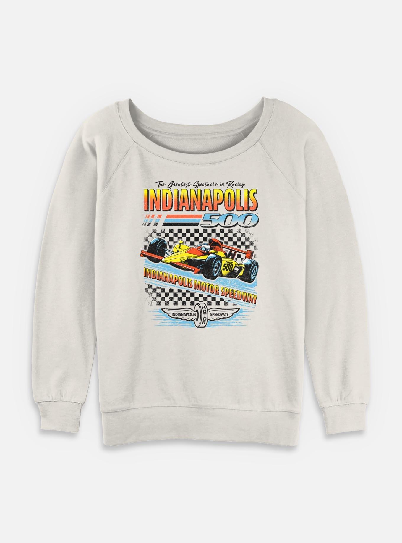 Indianapolis 500 Race Checker Womens Slouchy Sweatshirt, EGRET, hi-res