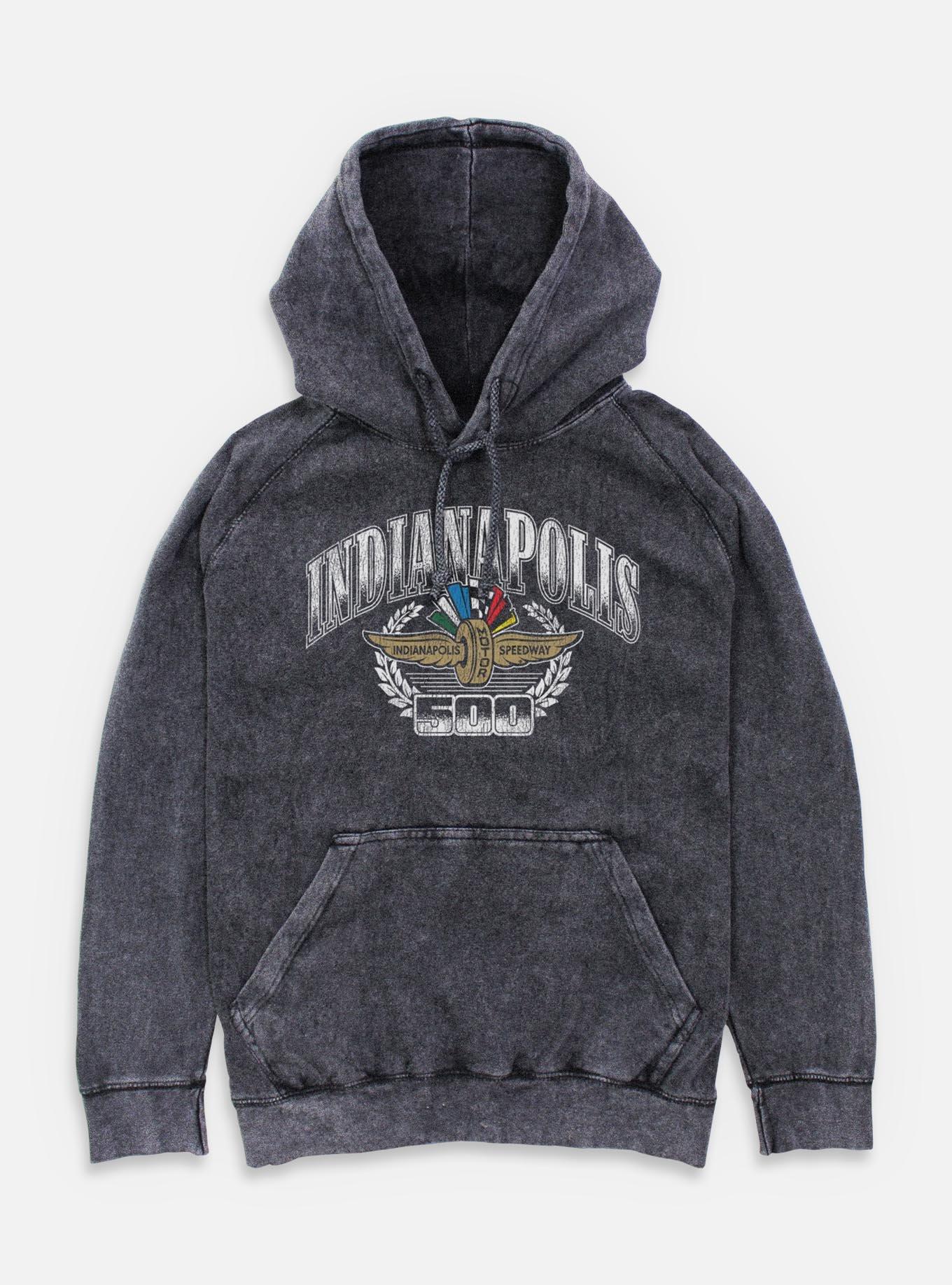 Indianapolis 500 Regal Crest Mineral Wash Hoodie, BLACK, hi-res view 1