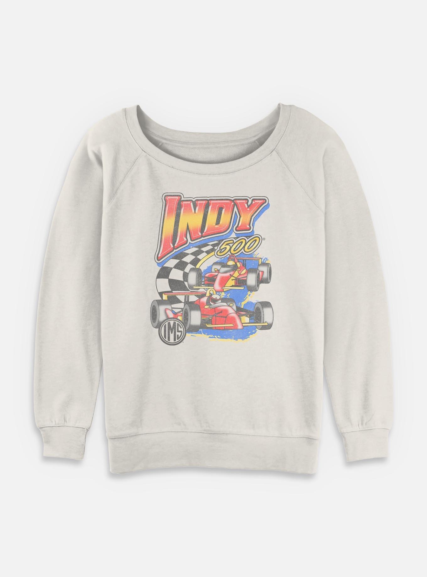 Indianapolis 500 Vinatge Racing Womens Slouchy Sweatshirt, EGRET, hi-res