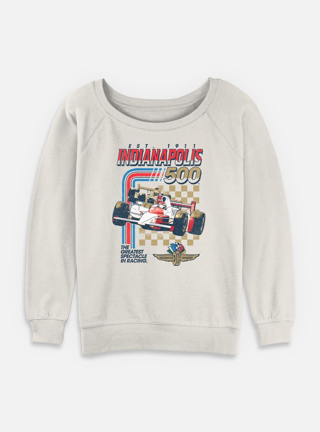 Indianapolis 500 Racing Stripes Womens Slouchy Sweatshirt, EGRET, hi-res