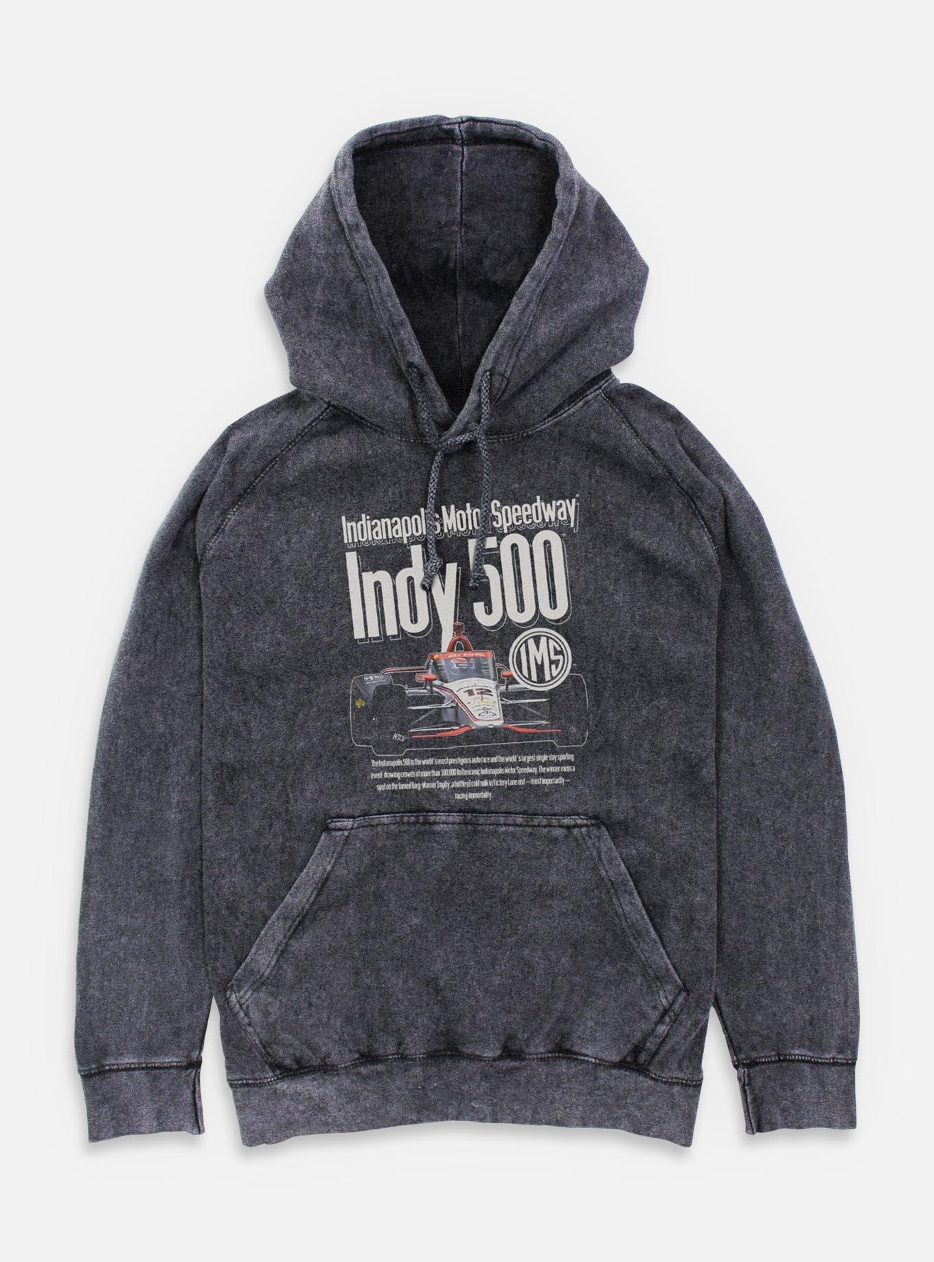 Indianapolis 500 Cover Ad Mineral Wash Hoodie, BLACK, hi-res