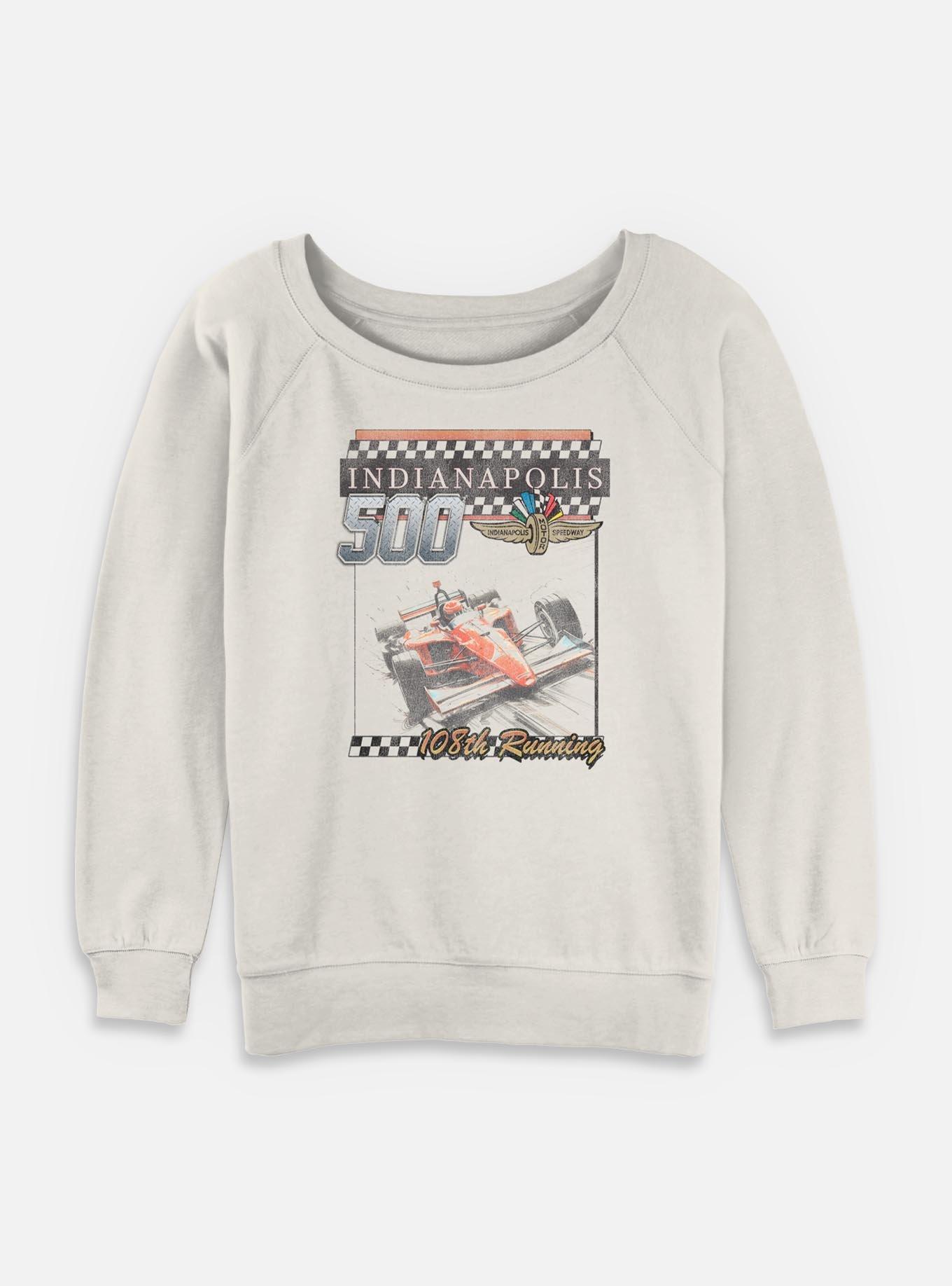 Indianapolis 500 108Th Running Womens Slouchy Sweatshirt, EGRET, hi-res