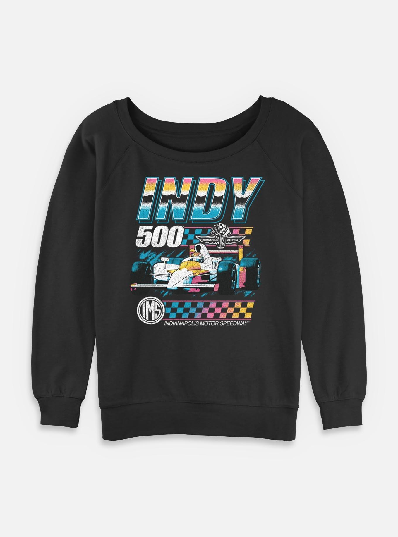 Indianapolis 500 Vintage Neon Womens Slouchy Sweatshirt, BLACK, hi-res